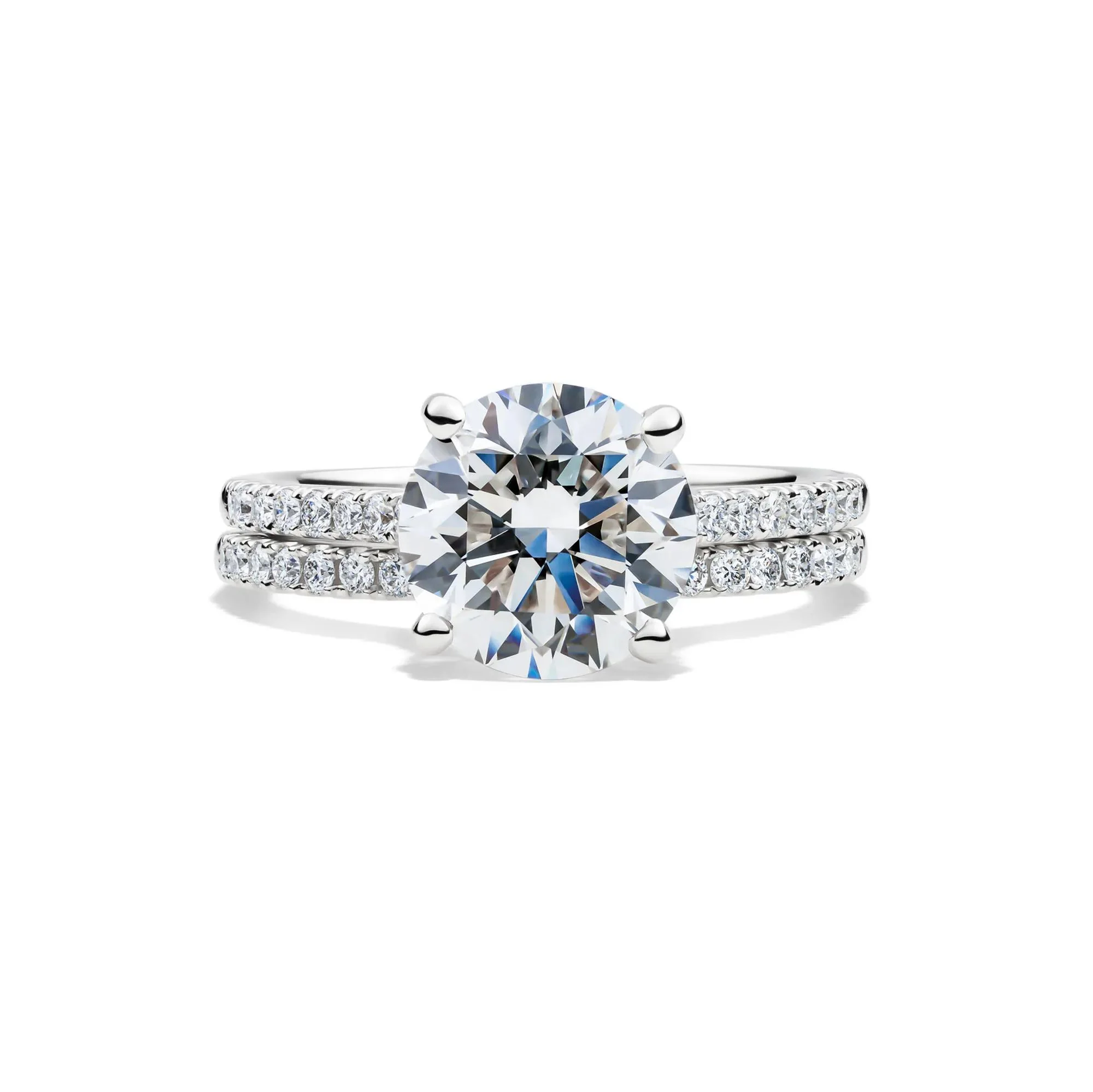 Lab Grown Diamond Wedding Set 14K White Gold (3 ½ CT. Tw.) Ring Round Brilliant Cut Size 6.5