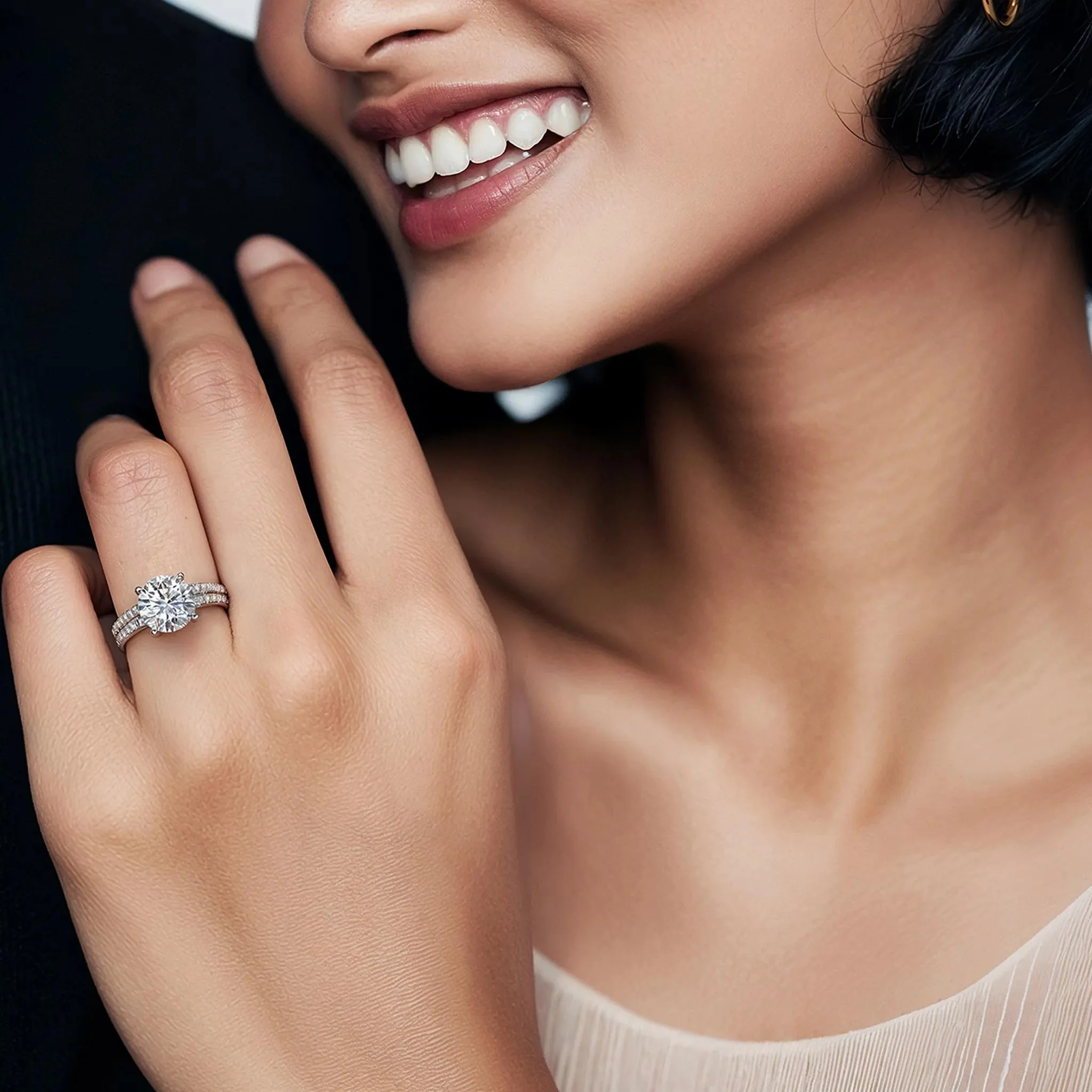 Lab Grown Diamond Wedding Set 14K White Gold (3 ½ CT. Tw.) Ring Round Brilliant Cut Size 6.5 - Image 7