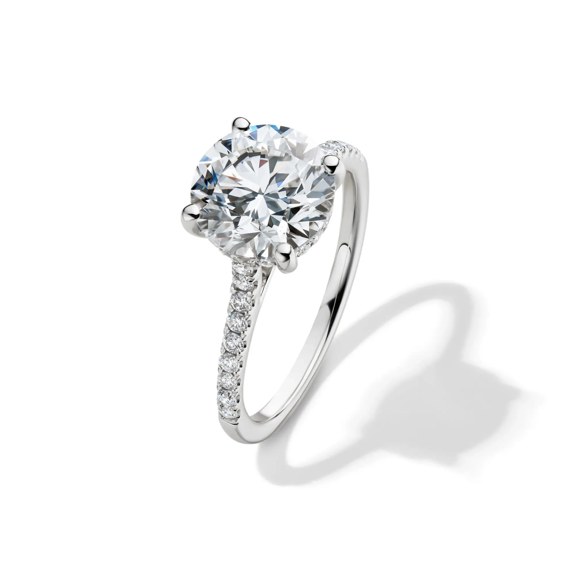 Lab Grown Diamond Wedding Set 14K White Gold (3 ½ CT. Tw.) Ring Round Brilliant Cut Size 7.5 - Image 4