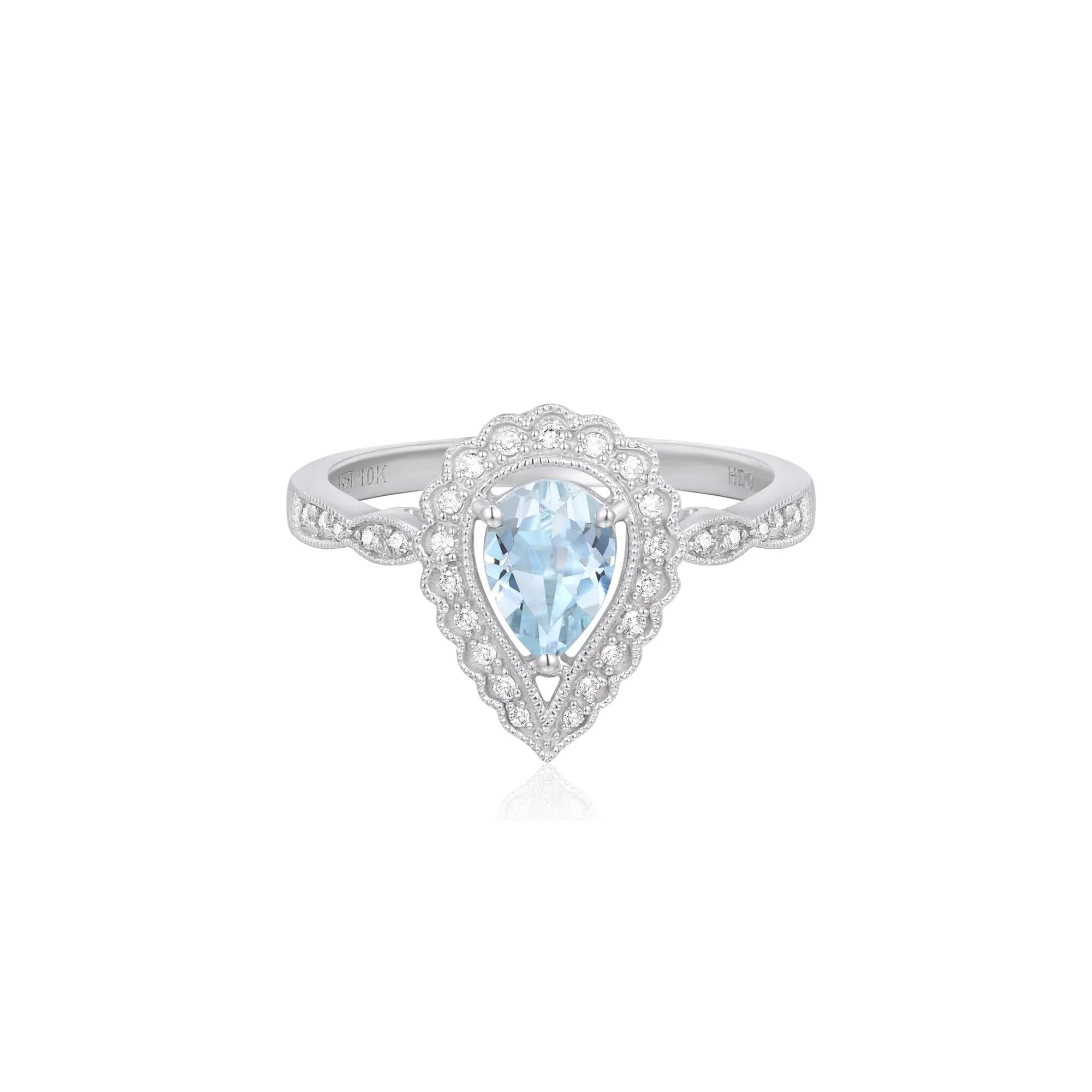 1/10 CT. Tw. Aquamarine and Diamond Ring 10K White Gold Size 9