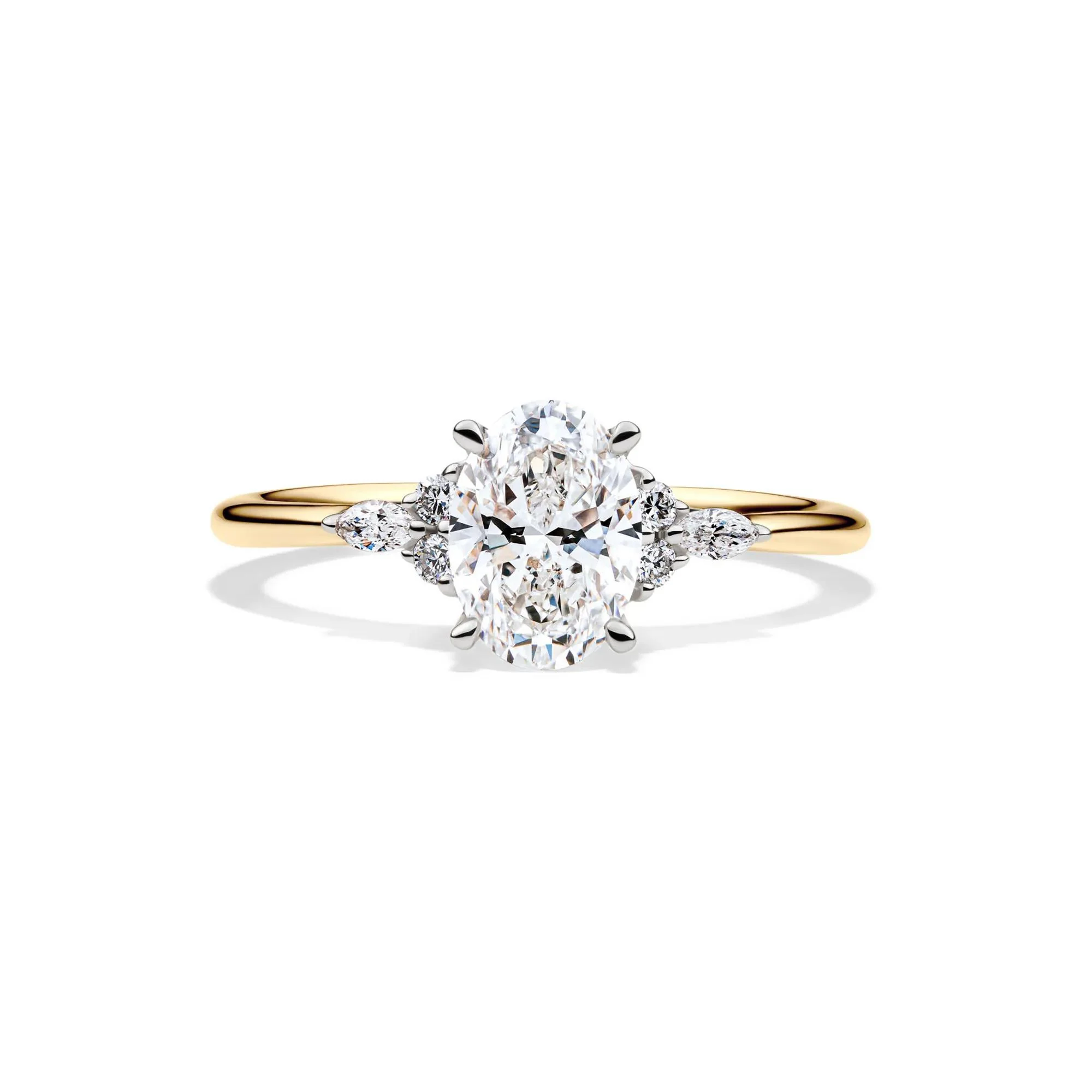 1 CT. Tw. Lab Grown Diamond Oval Engagement Ring 14K Yellow and White Gold Size 8 1mm
