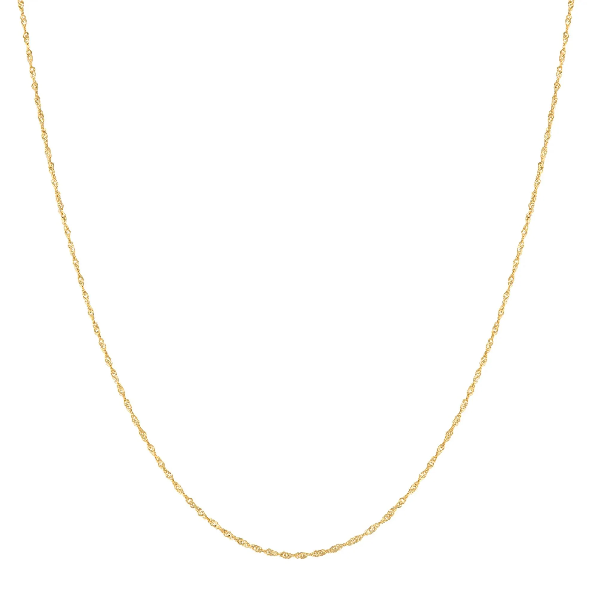 Solid Singapore Chain 14K Yellow Gold Necklace Size 18"