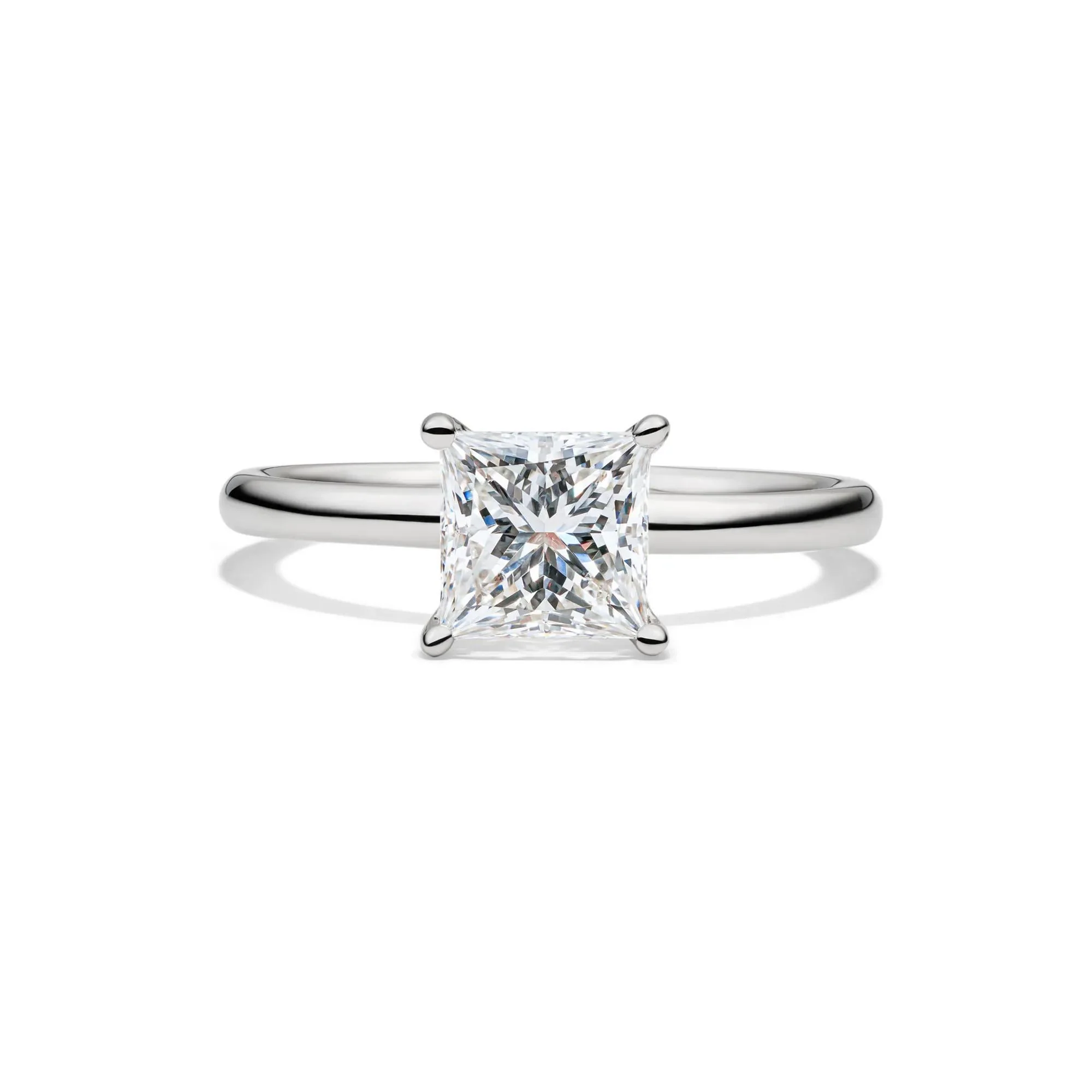 Lab Grown Diamond Princess-Cut Solitaire Engagement Ring 14K White Gold (1/2 CT.) Size 6.5 2mm