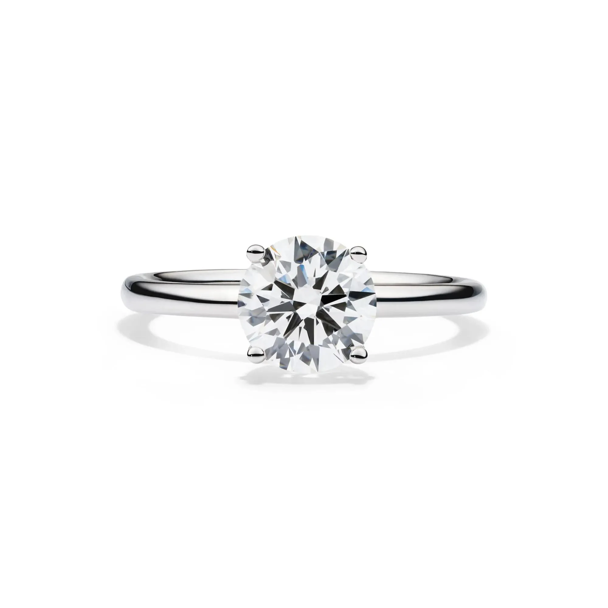 Lab Grown Diamond Solitaire Round Engagement Ring 14K White Gold (1/2 CT.) Size 7.5 2mm