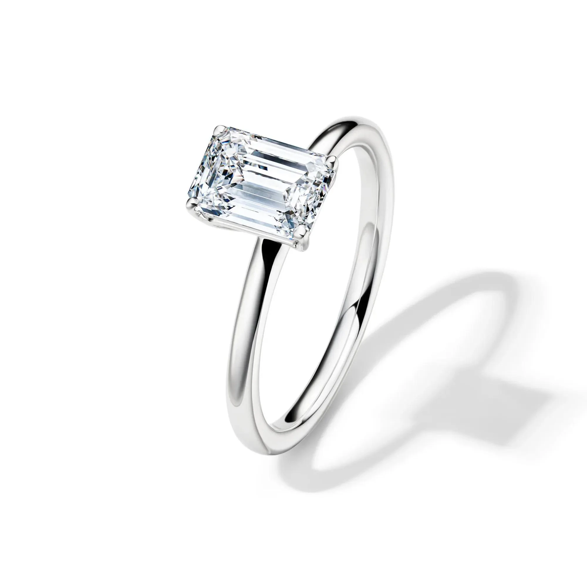 Lab Grown Diamond Emerald-Cut Solitaire Ring 14K White Gold (1/2ct) Size 6.5 2mm - Image 4