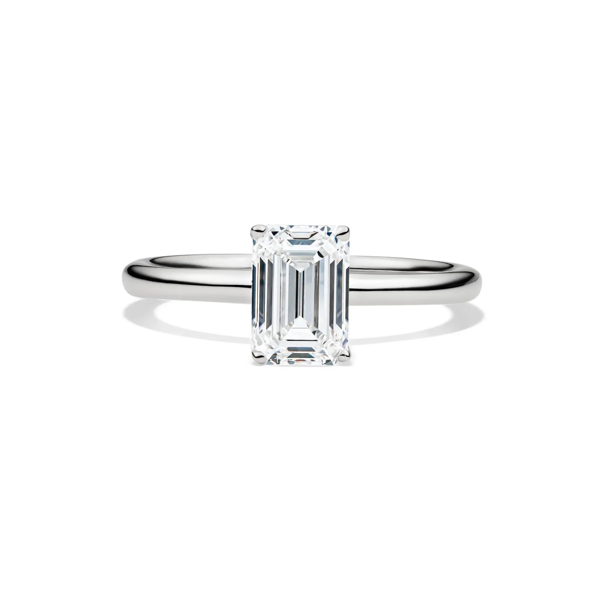 Lab Grown Diamond Emerald-Cut Solitaire Ring 14K White Gold (1/2ct) Size 8.5 2mm