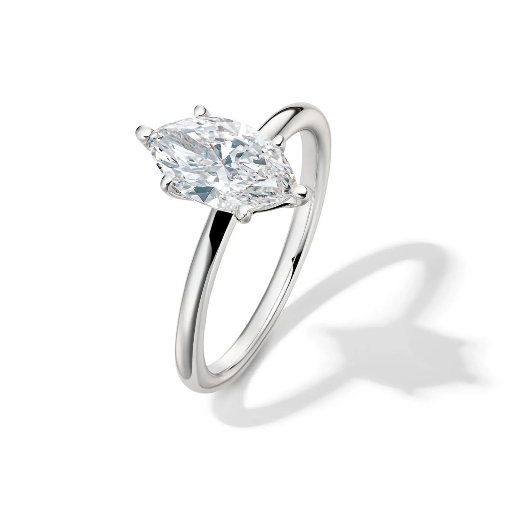 Lab Grown Diamond Solitaire Marquise Engagement Ring 14K White Gold (1/2 CT.) Size 12 2mm - Image 4