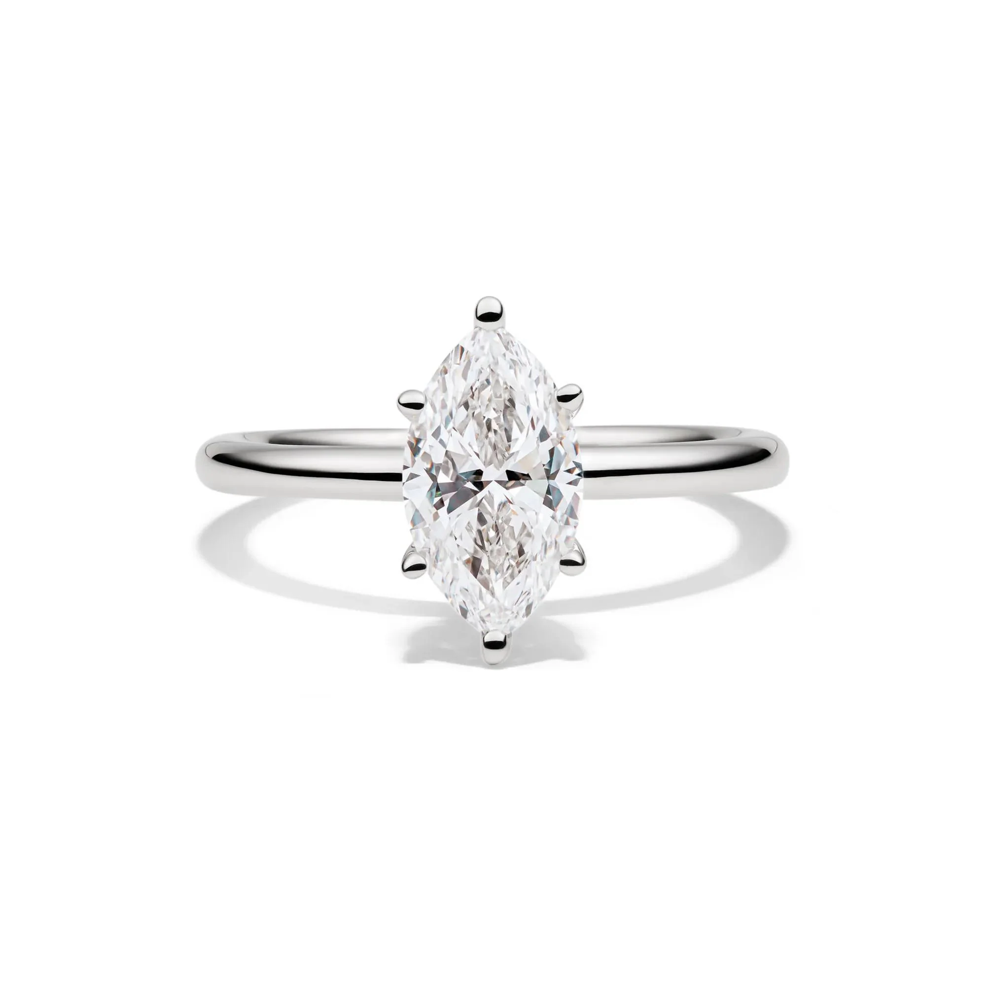 Lab Grown Diamond Solitaire Marquise Engagement Ring 14K White Gold (1/2 CT.) Size 4.5 2mm