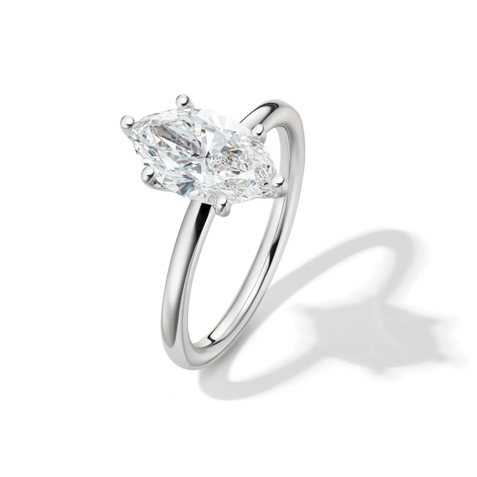 Lab Grown Diamond Solitaire Marquise Engagement Ring 14K White Gold (2 CT.) Size 5.5 2mm - Image 4