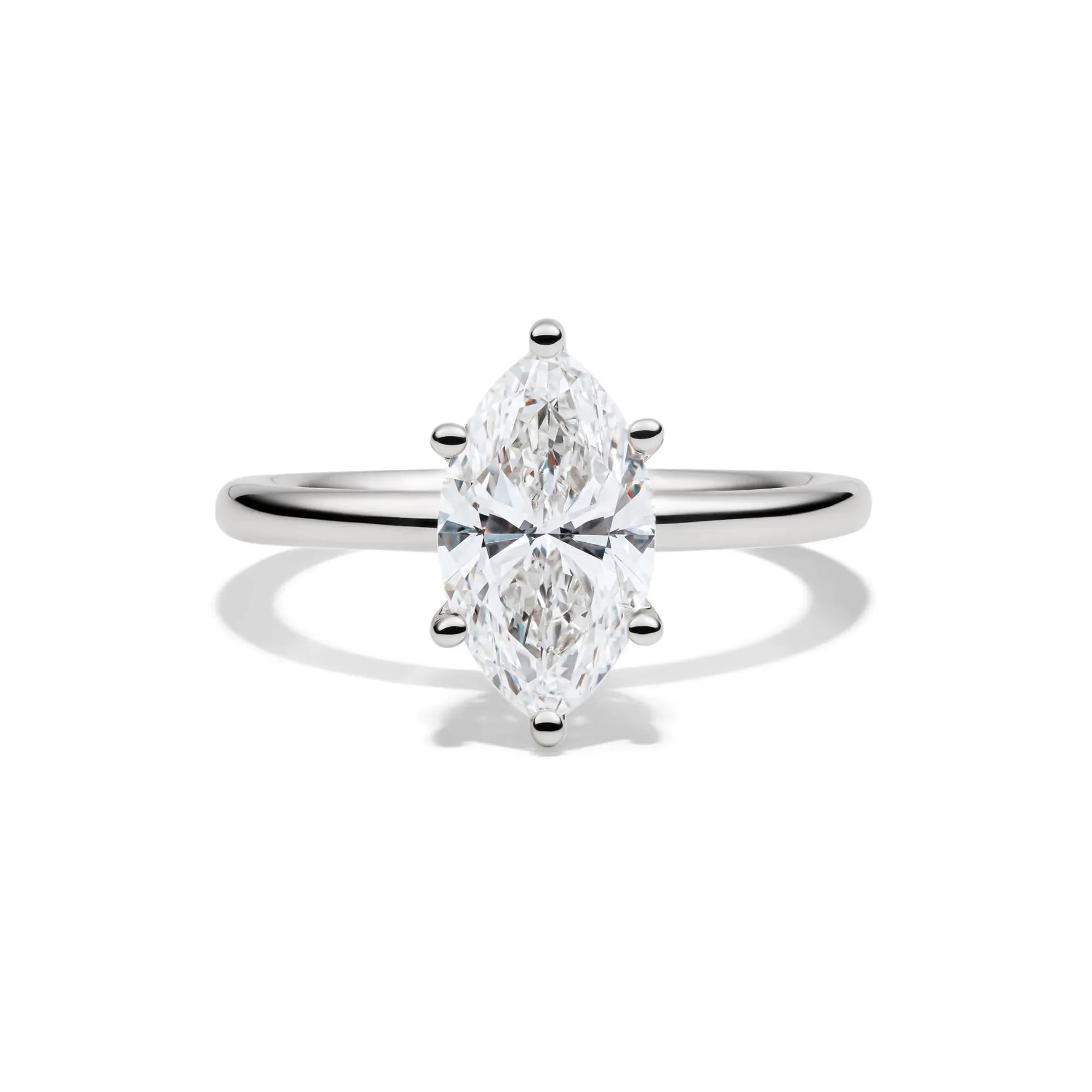 Lab Grown Diamond Solitaire Marquise Engagement Ring 14K White Gold (2 CT.) Size 6 2mm