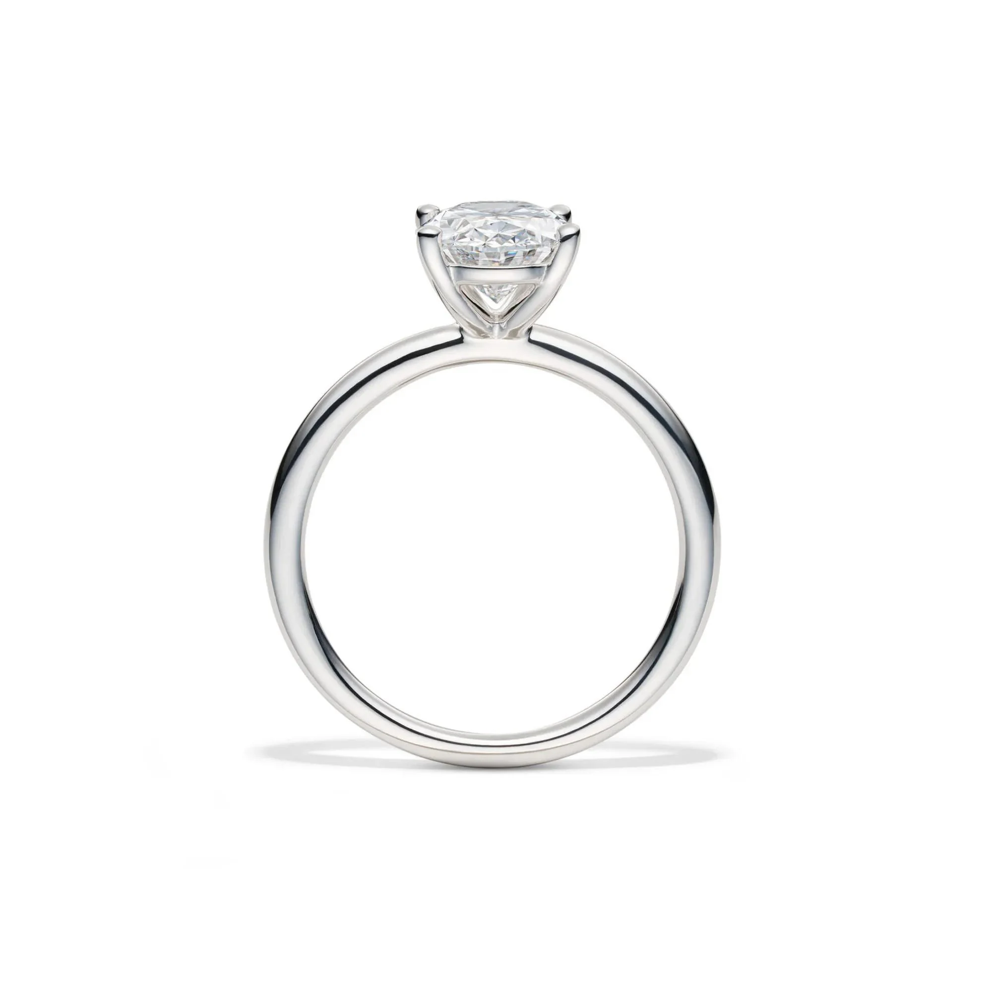 Lab Grown Diamond Oval Solitaire Engagement Ring 14K White Gold (2 CT.) Size 4 2mm - Image 2