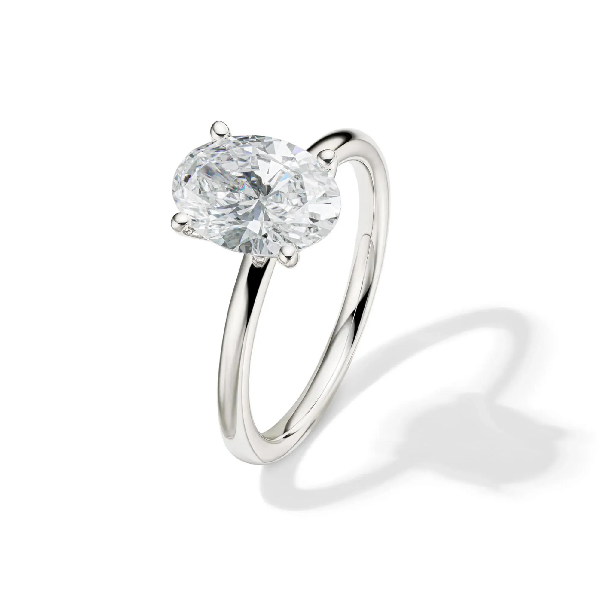 Lab Grown Diamond Oval Solitaire Engagement Ring 14K White Gold (2 CT.) Size 7 2mm - Image 4