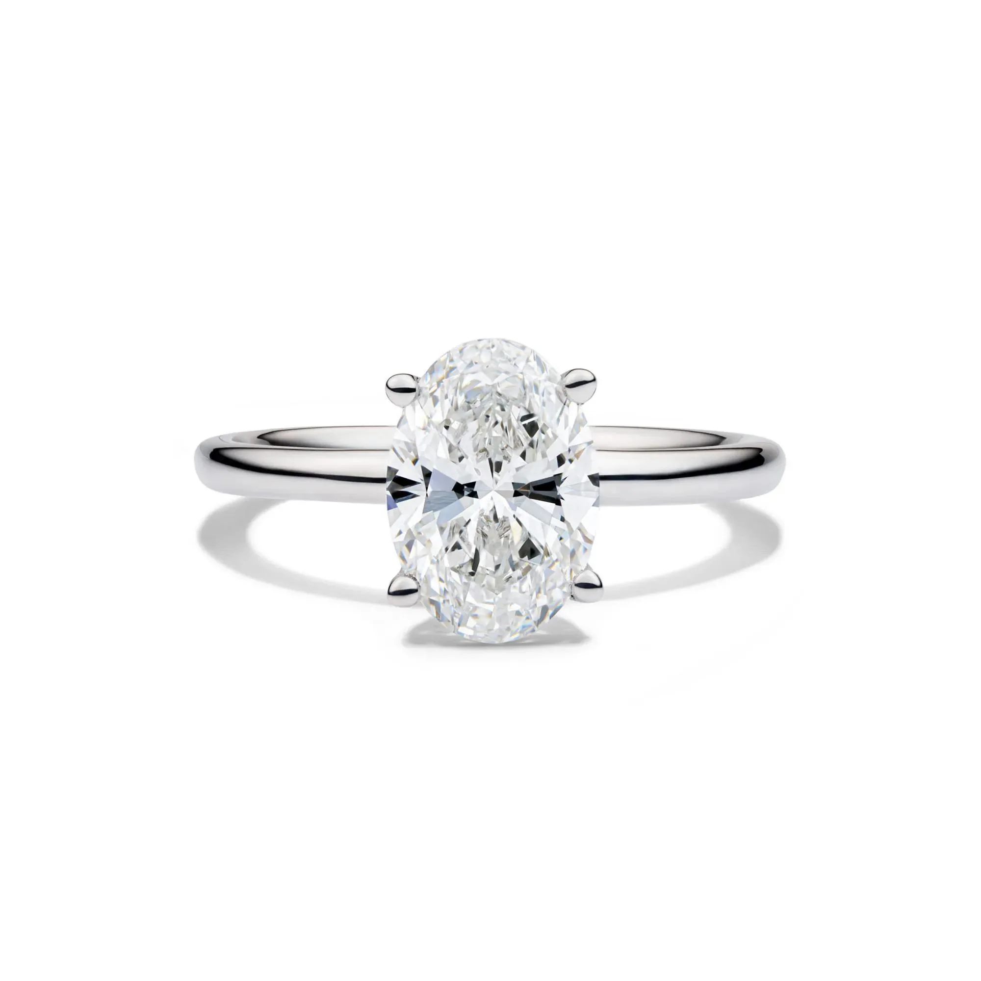 Lab Grown Diamond Oval Solitaire Engagement Ring 14K White Gold (2 CT.) Size 8.5 2mm