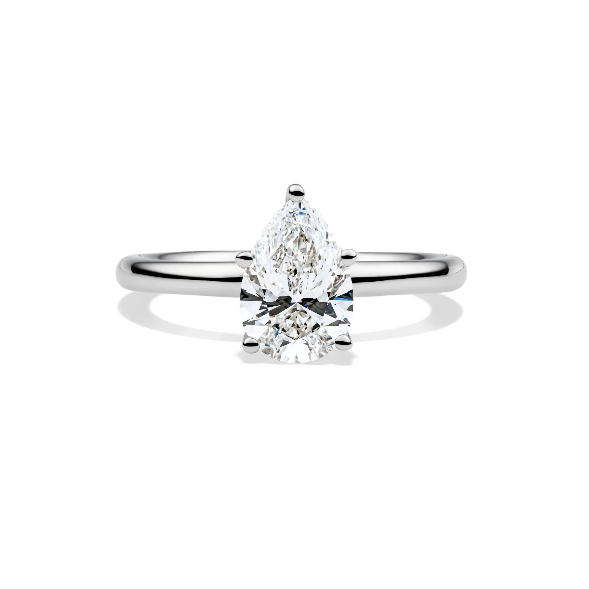 Lab Grown Diamond Pear-Shaped Solitaire Engagement Ring 14K White Gold (1/2 CT.) Size 4 2mm