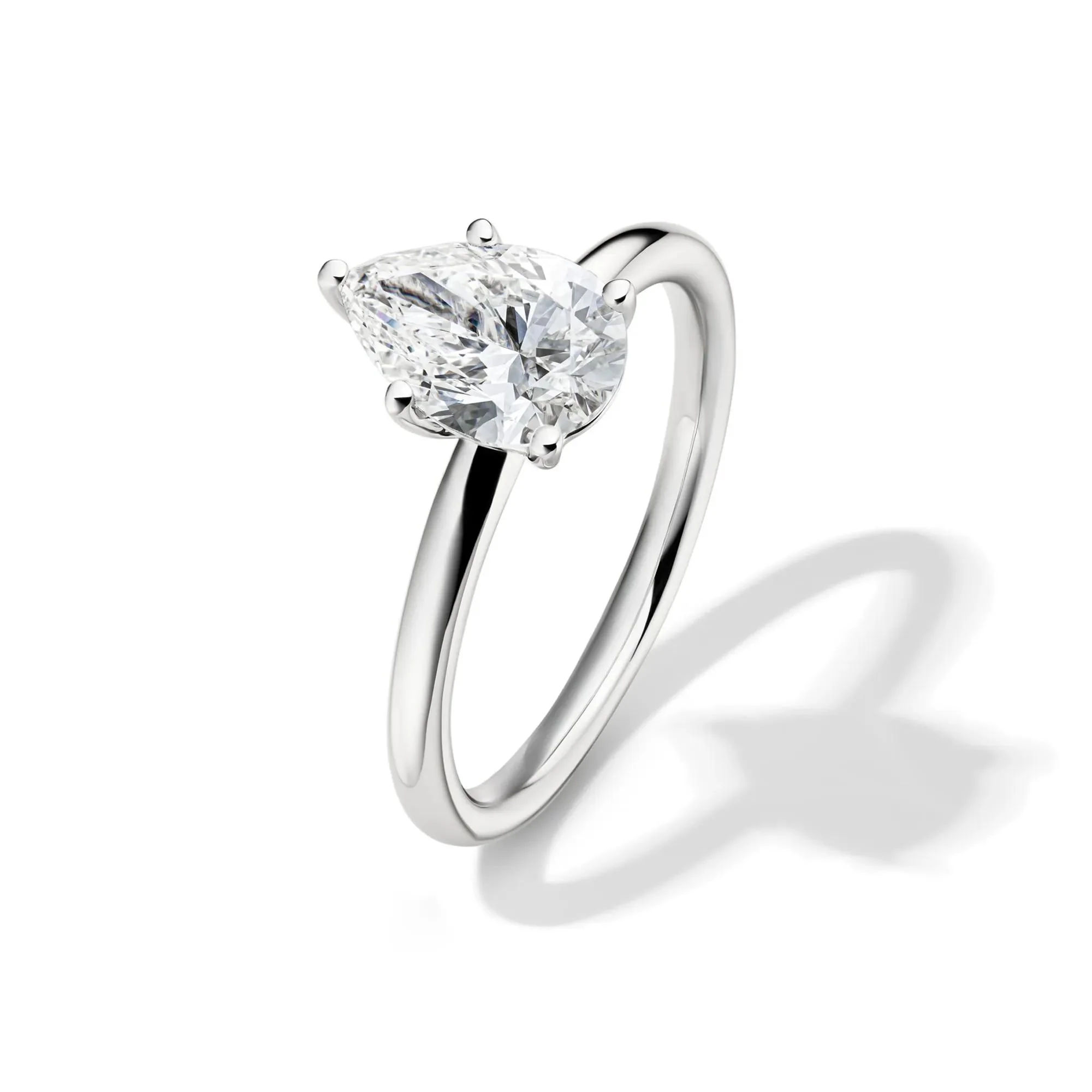 Lab Grown Diamond Pear-Shaped Solitaire Engagement Ring 14K White Gold (1/2 CT.) Size 4.5 2mm - Image 4