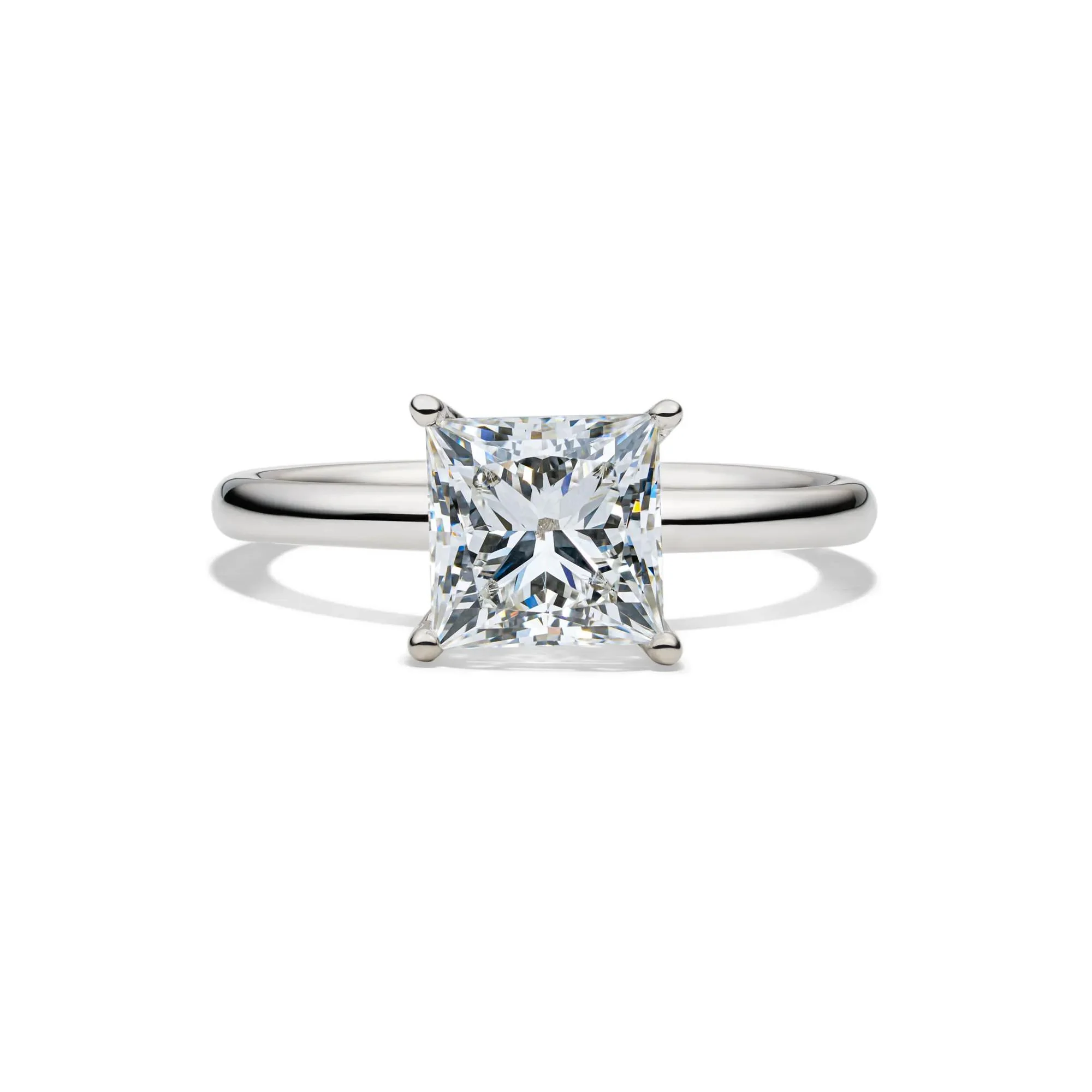 Lab Grown Diamond Princess-Cut Solitaire Engagement Ring 14K White Gold (2 CT.) Size 6.5 2mm