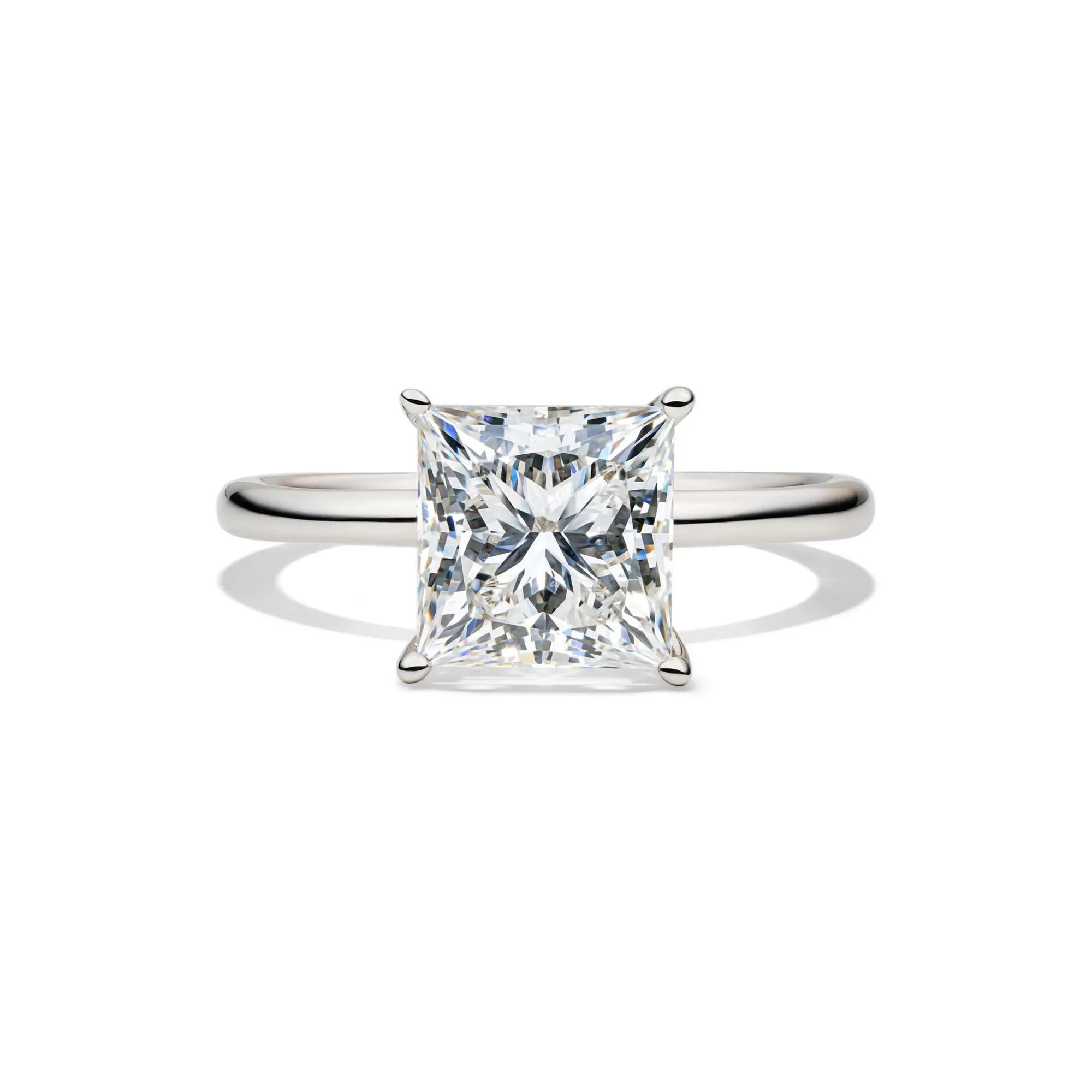 Lab Grown Diamond Princess-Cut Solitaire Engagement Ring 14K White Gold (3 CT.) Size 4.5 2mm