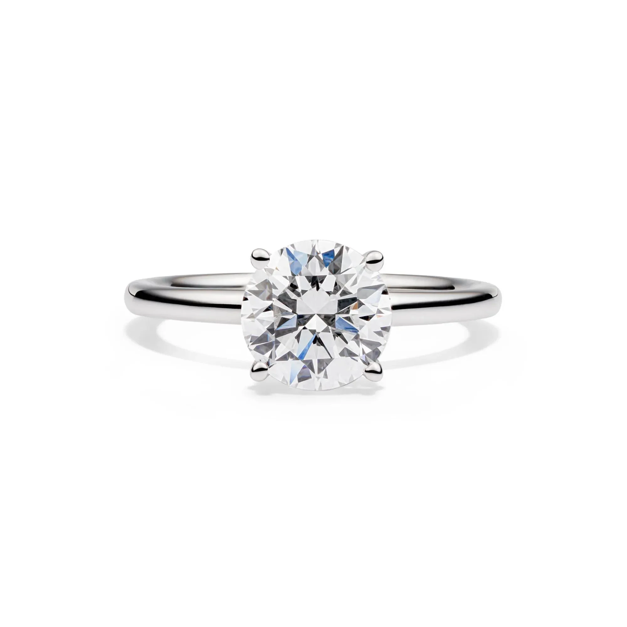 Lab Grown Diamond Round Solitaire Engagement Ring 14K White Gold (2 CT.) Size 9 2mm