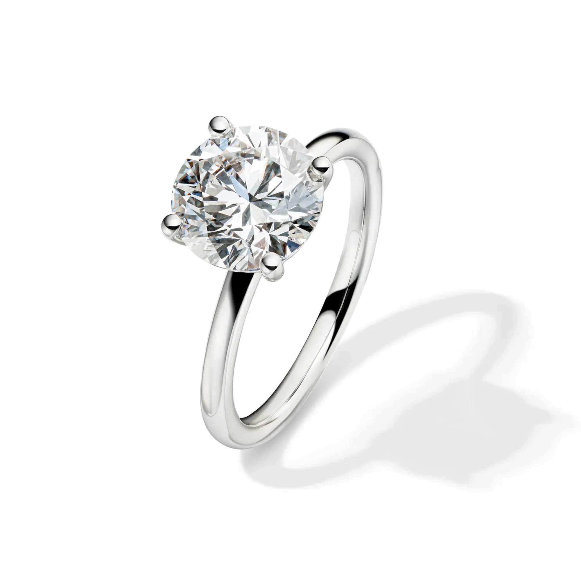 Lab Grown Diamond Solitaire Round Engagement Ring 14K White Gold (3 CT.) Size 4 2mm - Image 4