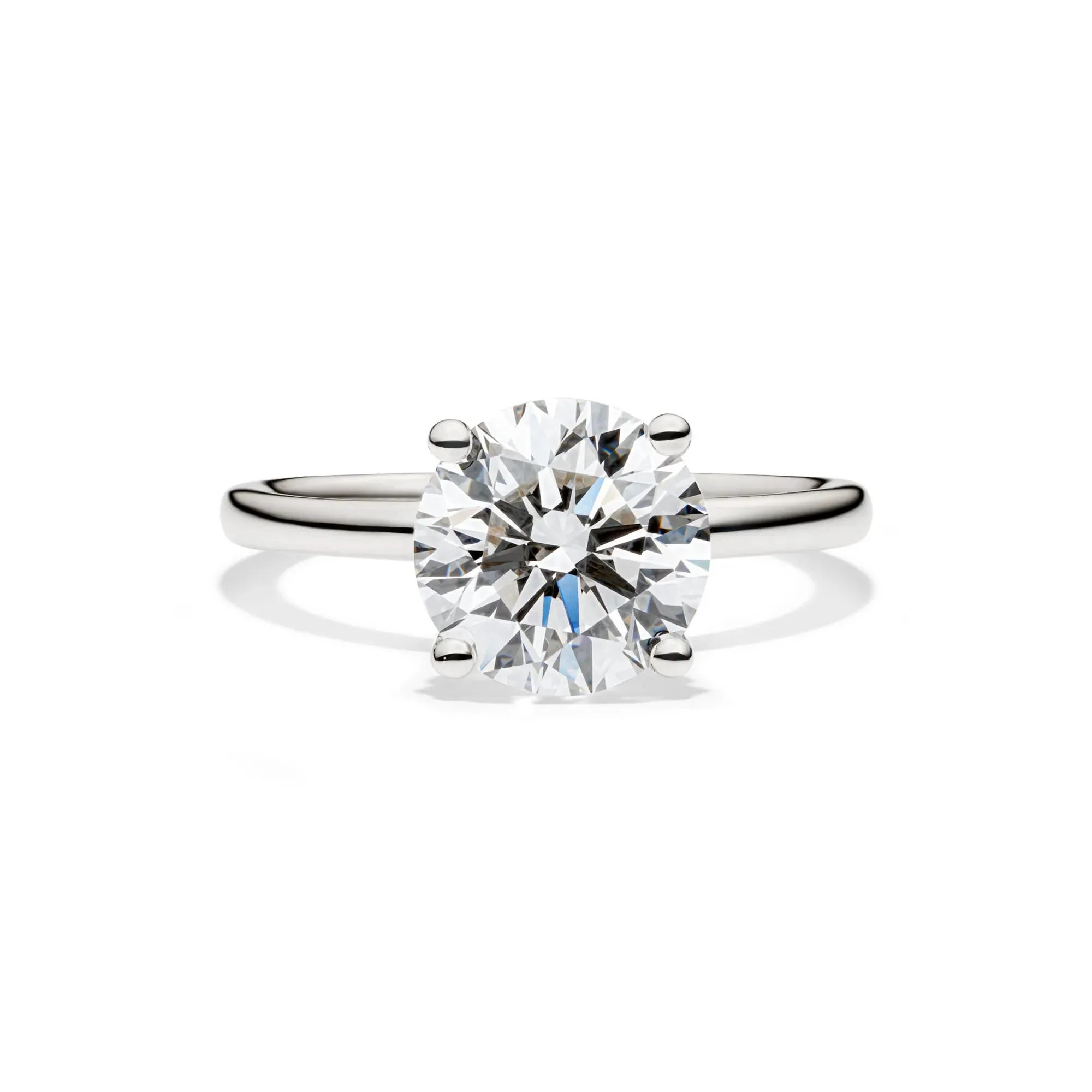 Lab Grown Diamond Solitaire Round Engagement Ring 14K White Gold (3 CT.) Size 5 2mm