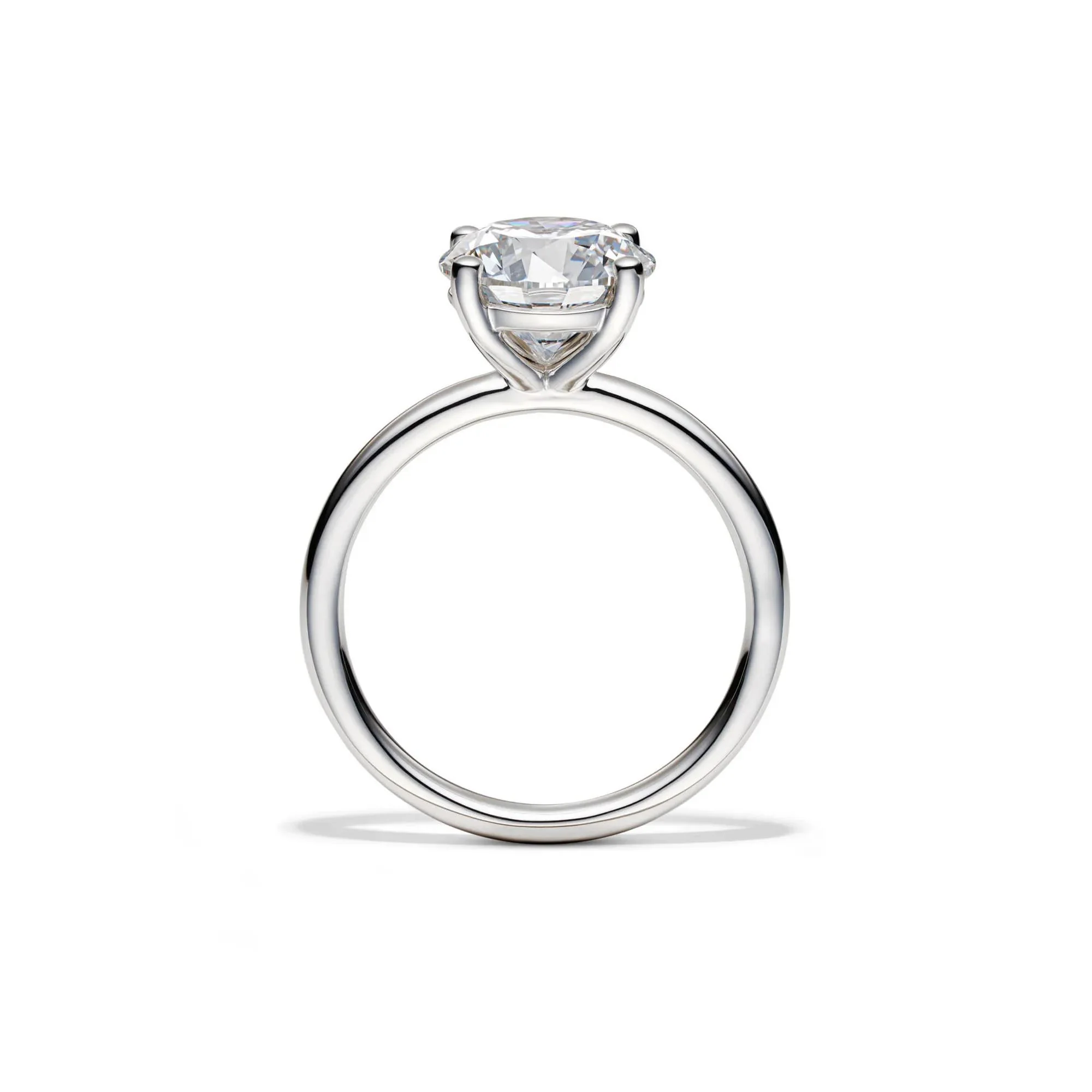 Lab Grown Diamond Solitaire Round Engagement Ring 14K White Gold (3 CT.) Size 5 2mm - Image 2