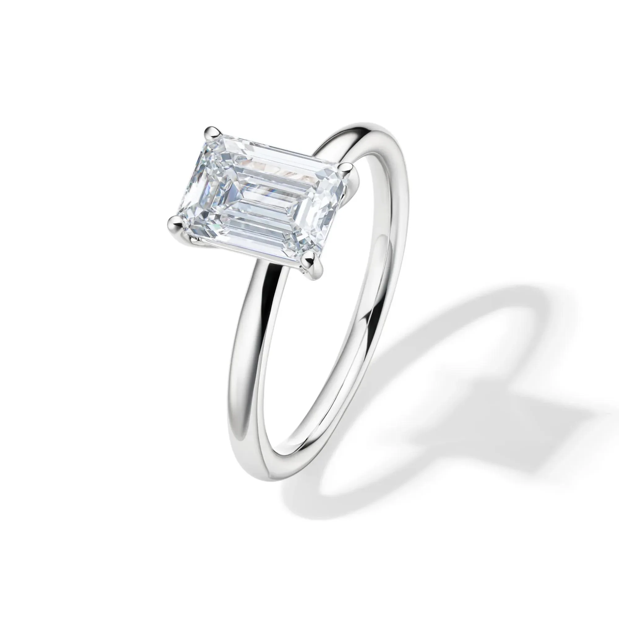 Lab Grown Diamond Emerald-Cut Solitaire 14K White Gold (2 CT.) Ring Size 10 2mm - Image 4