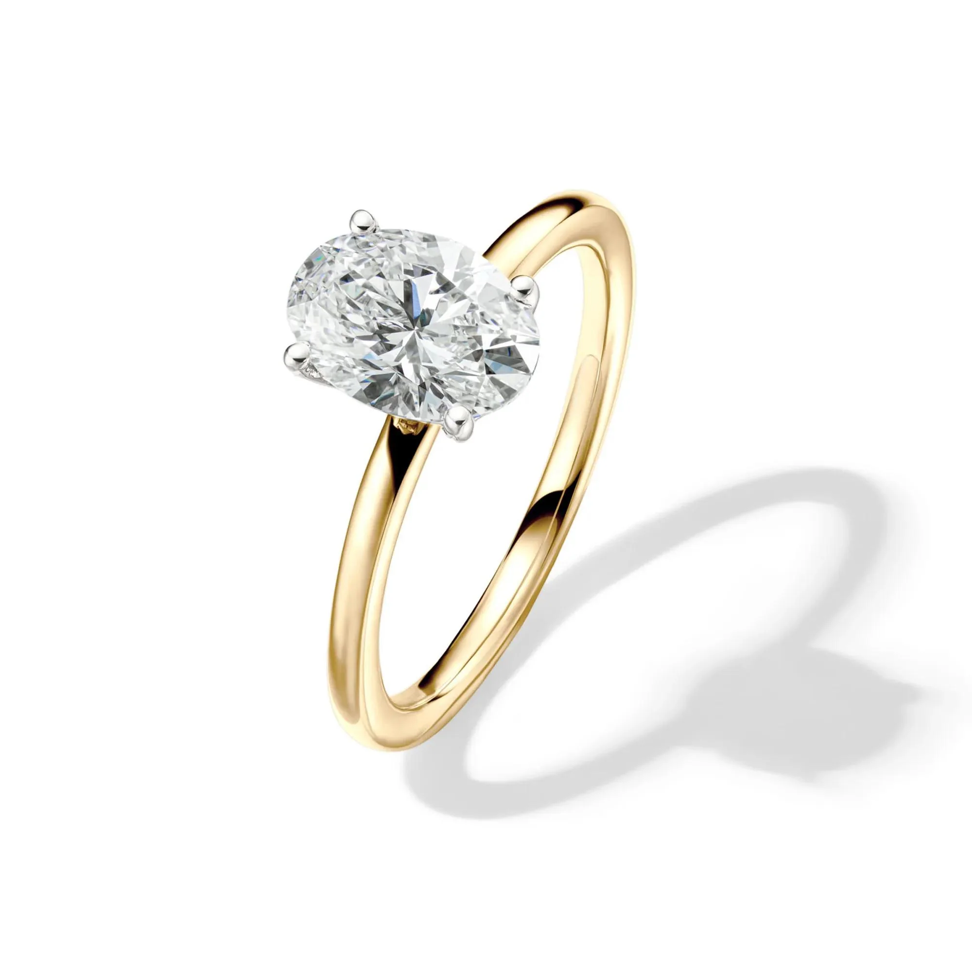 Lab Grown Diamond Solitaire Oval Engagement Ring 14K Yellow Gold (1/2 CT.) Size 6.5 2mm - Image 4