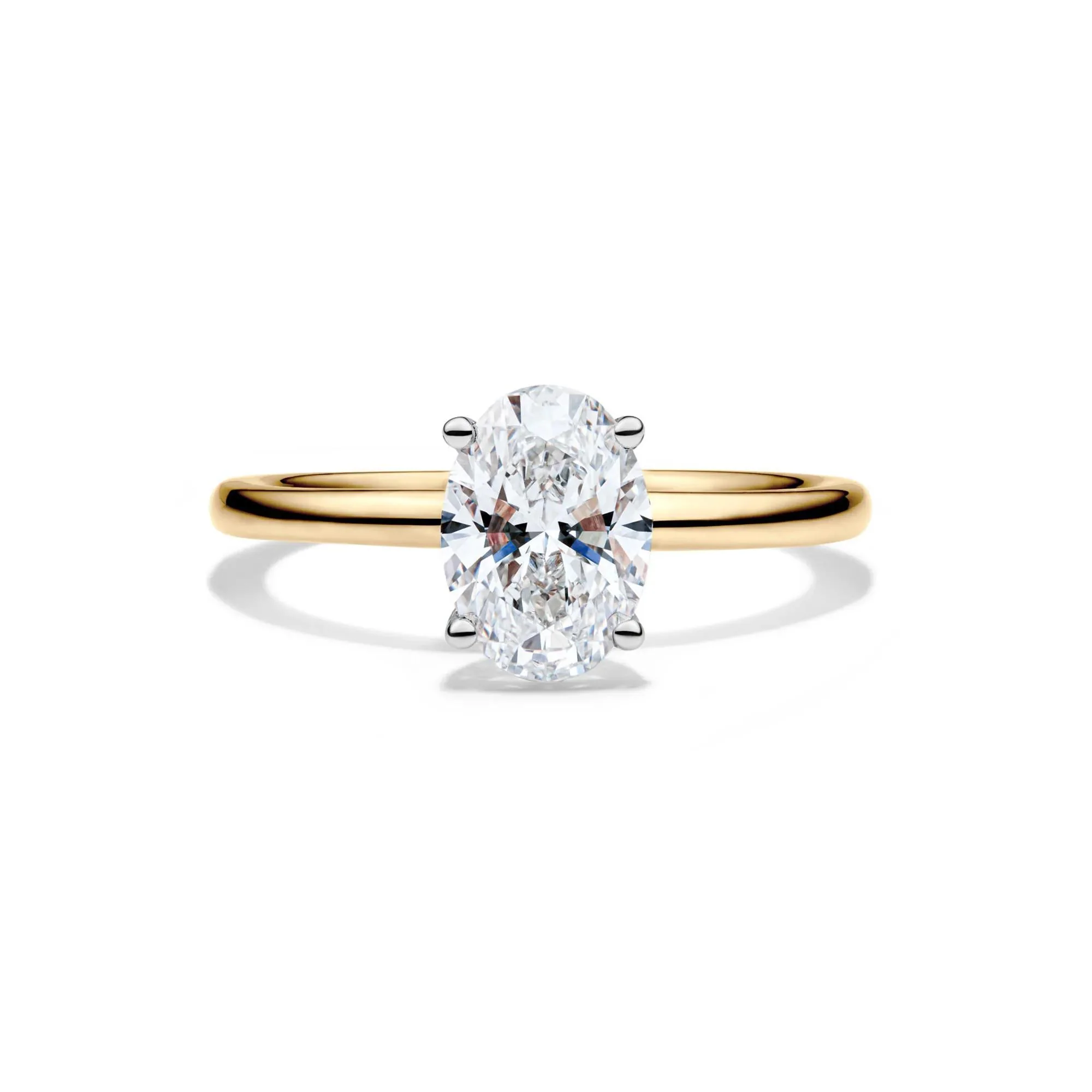 Lab Grown Diamond Solitaire Oval Engagement Ring 14K Yellow Gold (1/2 CT.) Size 7.5 2mm