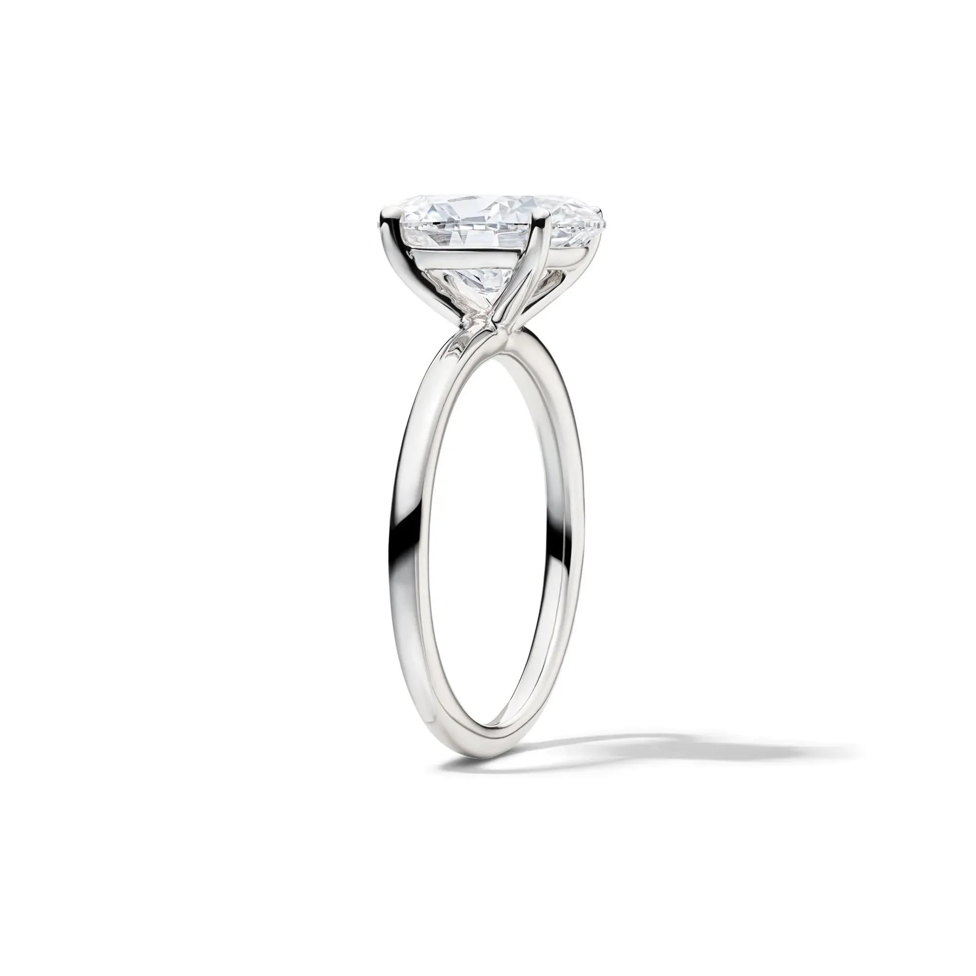 Lab Grown Diamond Oval Solitaire Engagement Ring 14K White Gold (3 CT.) Size 10.5 2mm - Image 3