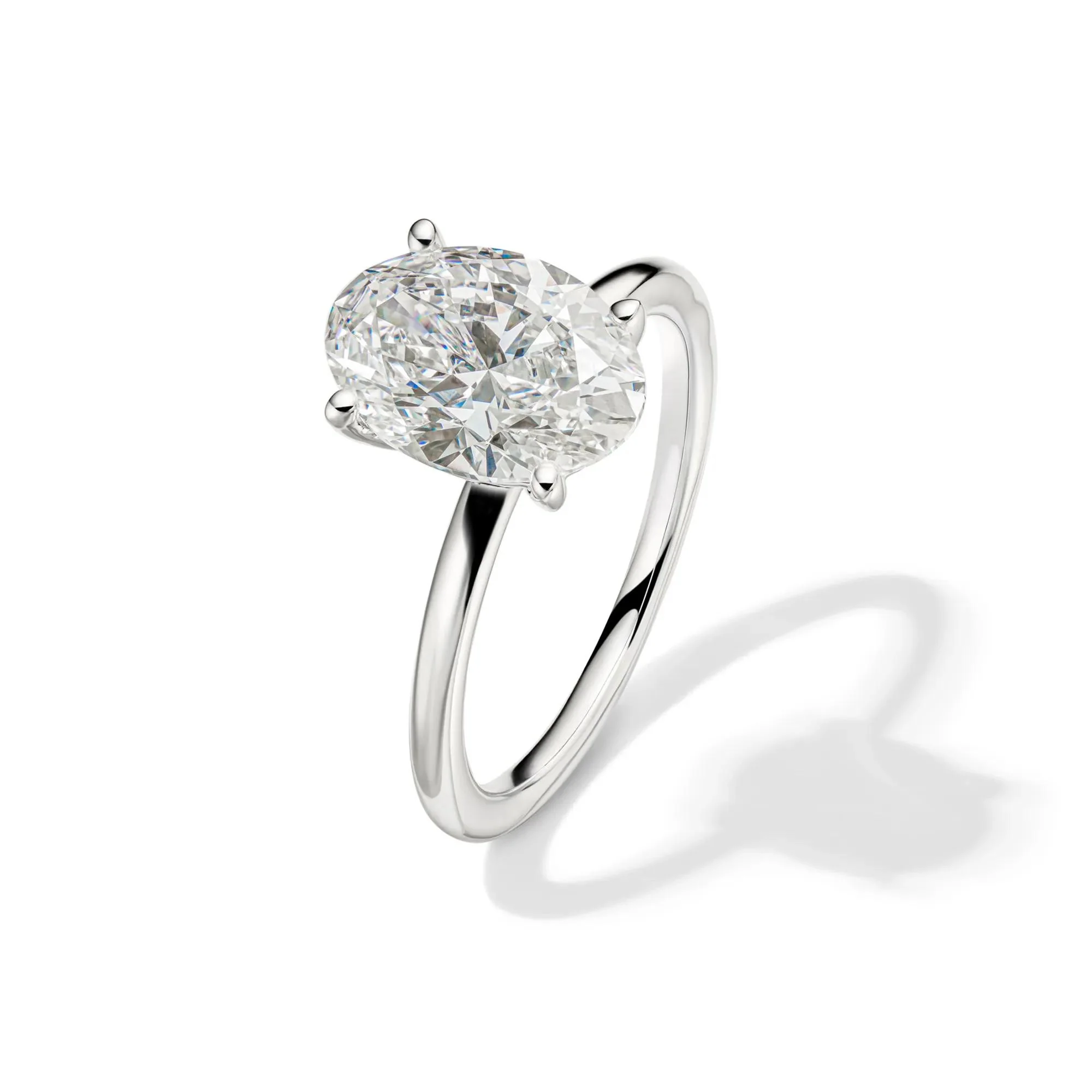Lab Grown Diamond Oval Solitaire Engagement Ring 14K White Gold (3 CT.) Size 10.5 2mm - Image 4