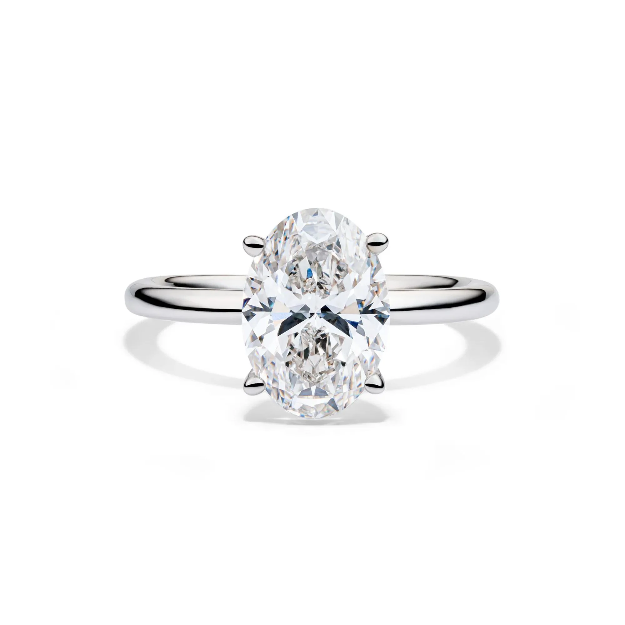 Lab Grown Diamond Oval Solitaire Engagement Ring 14K White Gold (3 CT.) Size 12 2mm
