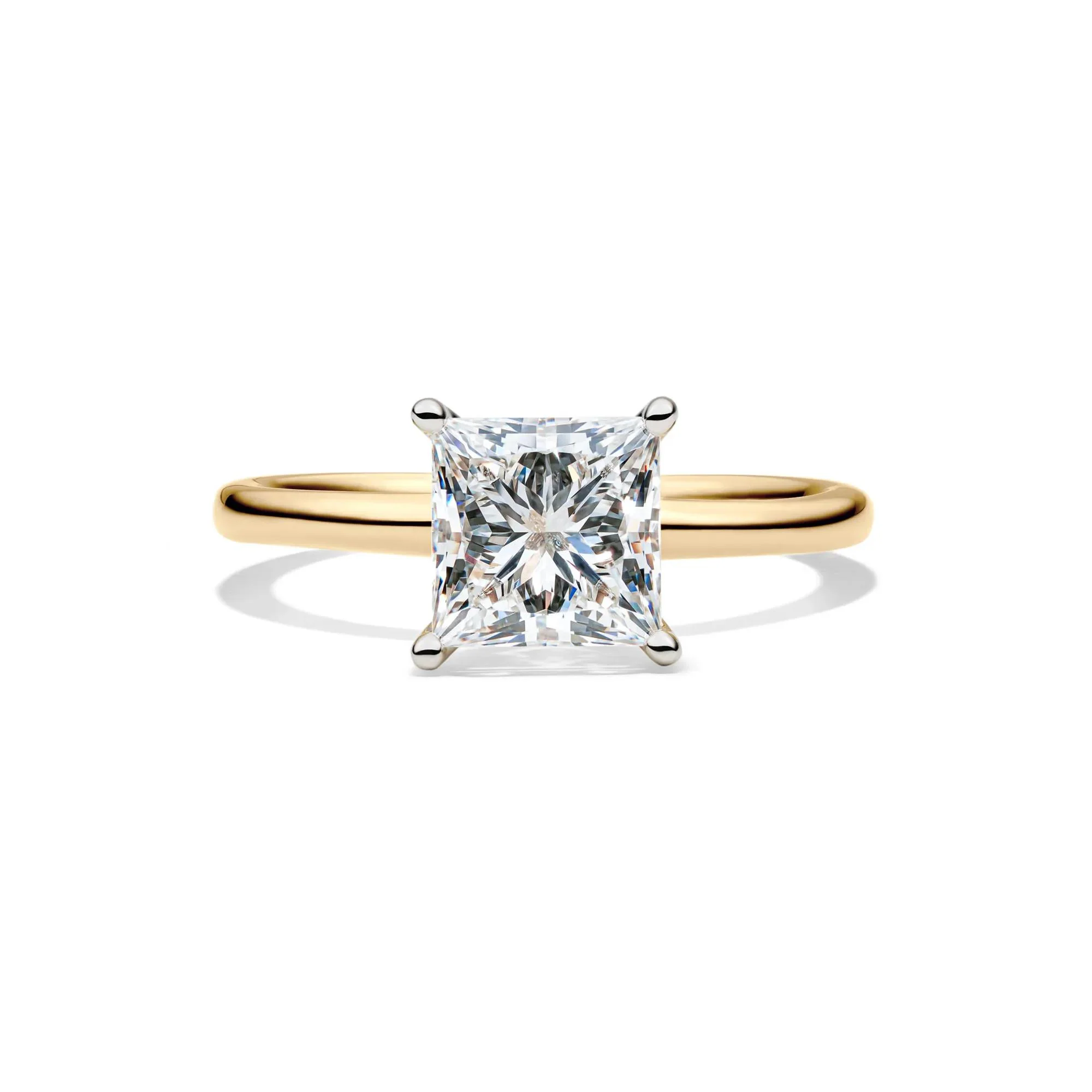 Lab Grown Diamond Princess-Cut Solitaire Engagement Ring 14K Yellow Gold (2 CT.) Size 7.5 2mm