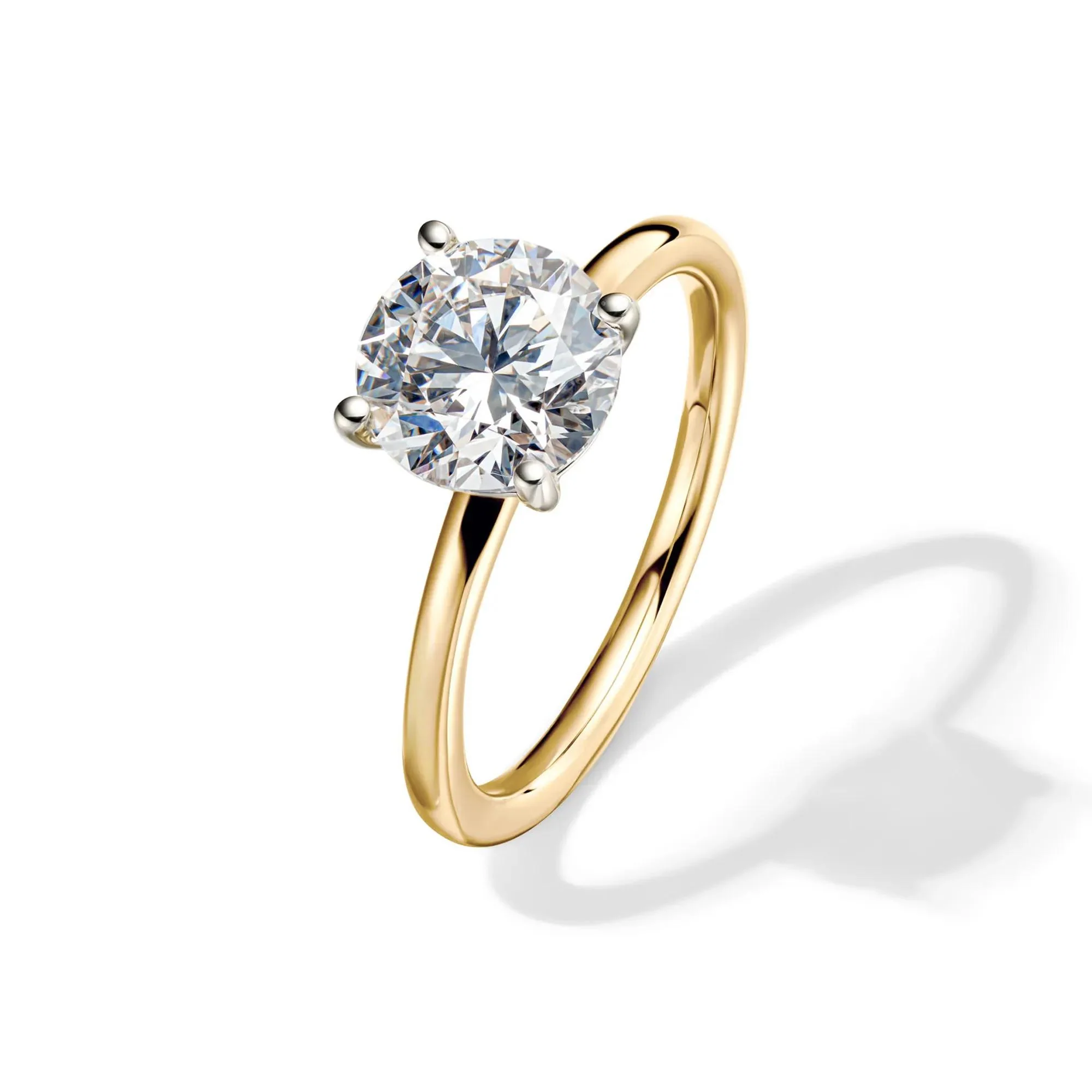 Lab Grown Diamond Round Solitaire Ring 14K Yellow Gold (2 CT.) Size 11 2mm - Image 4