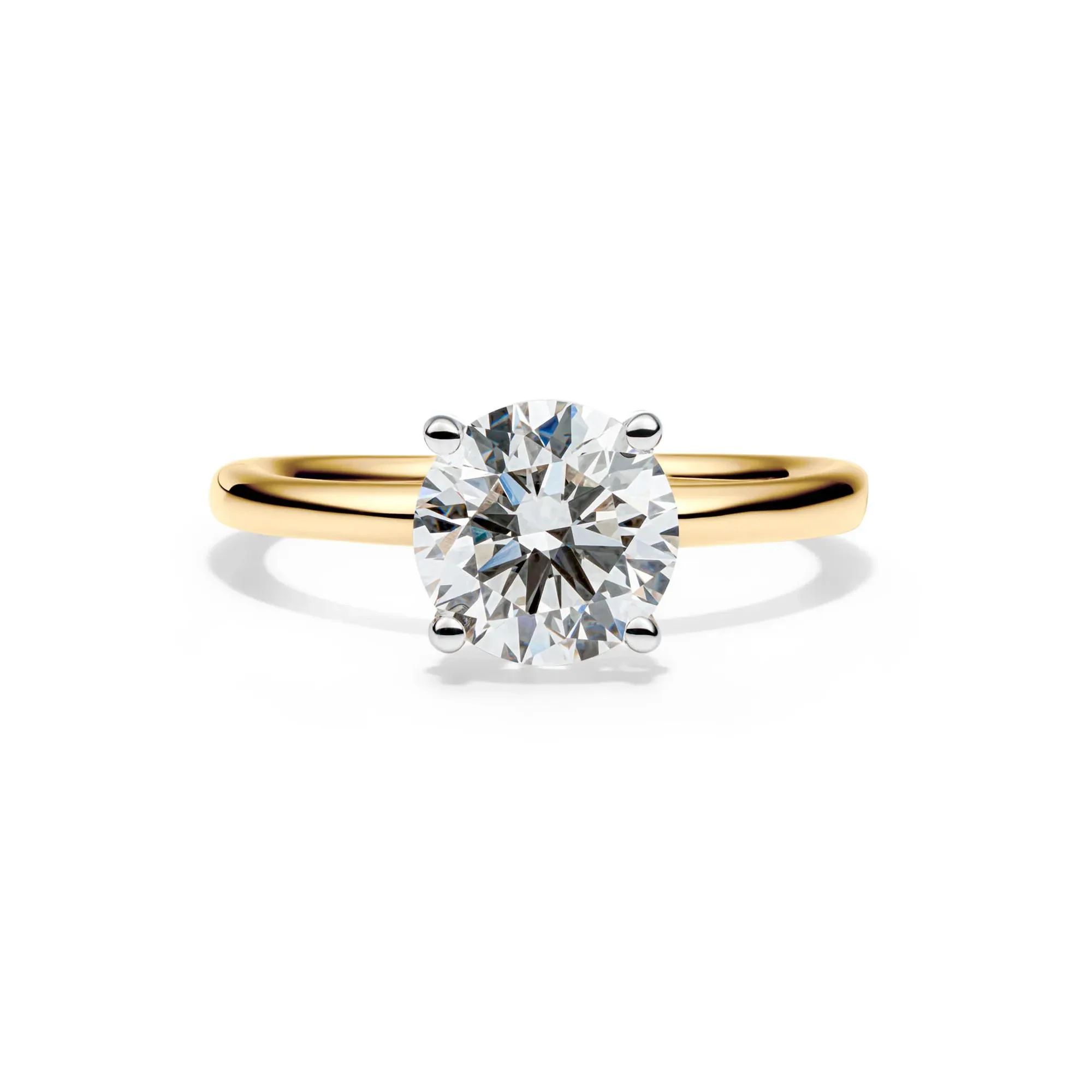 Lab Grown Diamond Round Solitaire Ring 14K Yellow Gold (2 CT.) Size 4 2mm
