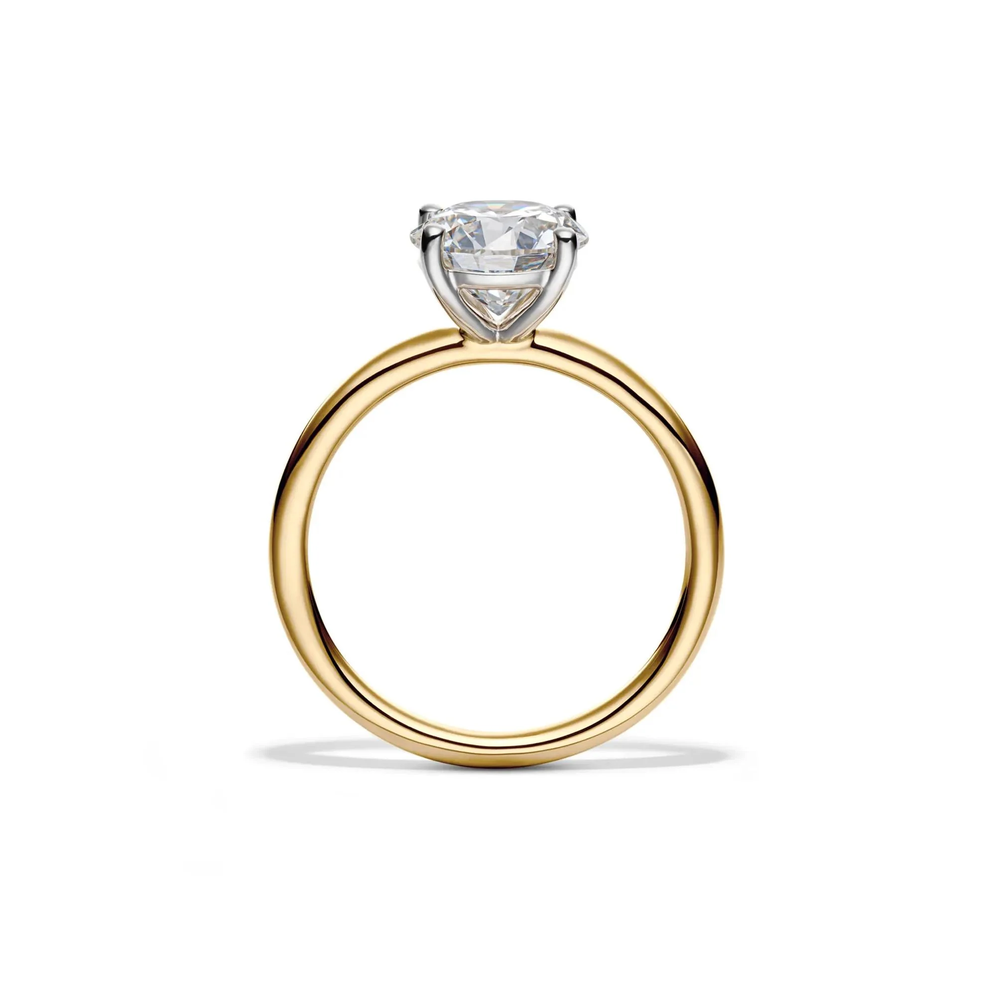 Lab Grown Diamond Round Solitaire Ring 14K Yellow Gold (2 CT.) Size 4 2mm - Image 2