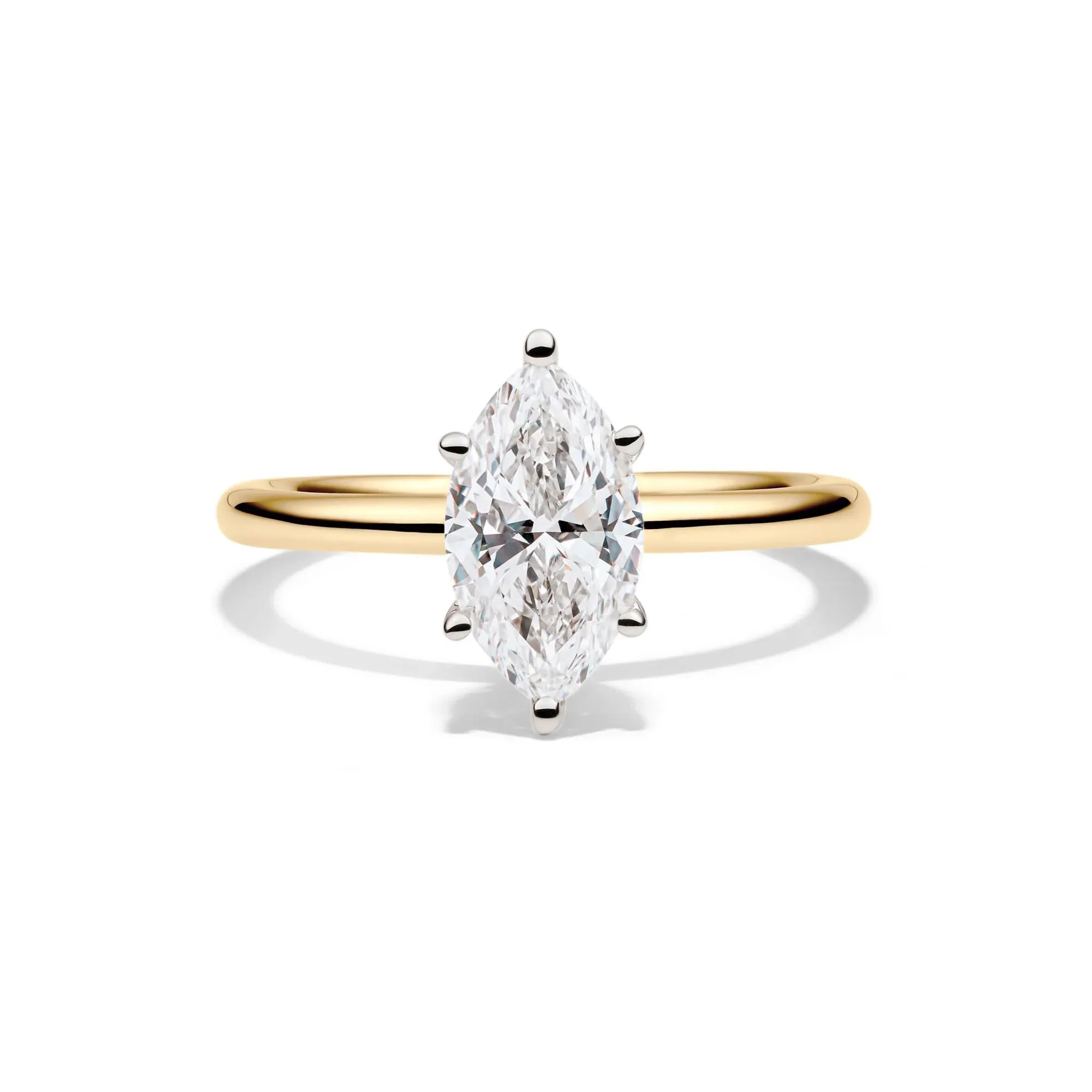 Lab Grown Diamond Solitaire Marquise Engagement Ring 14K Yellow Gold (1/2 CT.) Size 5 2mm