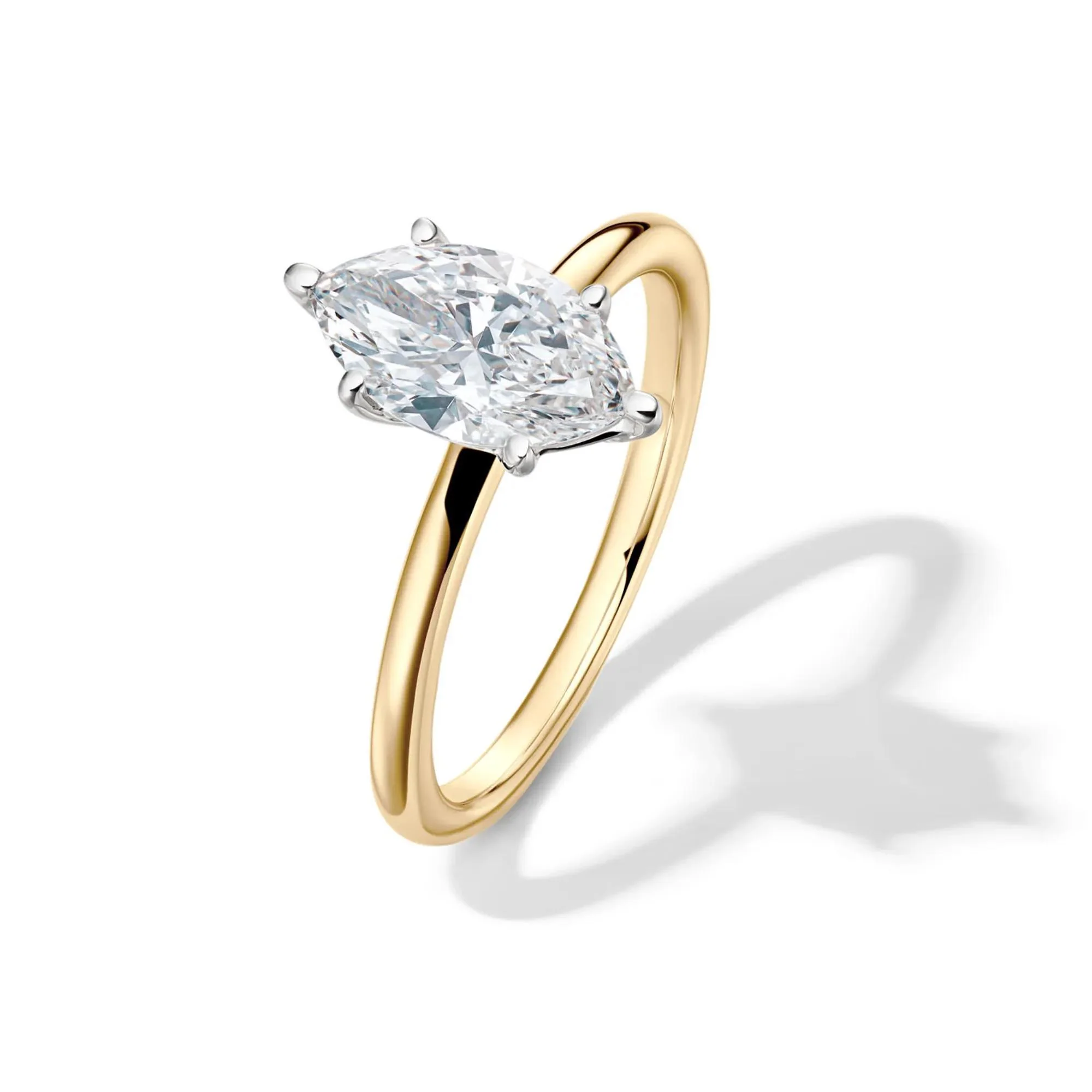Lab Grown Diamond Solitaire Marquise Engagement Ring 14K Yellow Gold (1/2 CT.) Size 5.5 2mm - Image 4