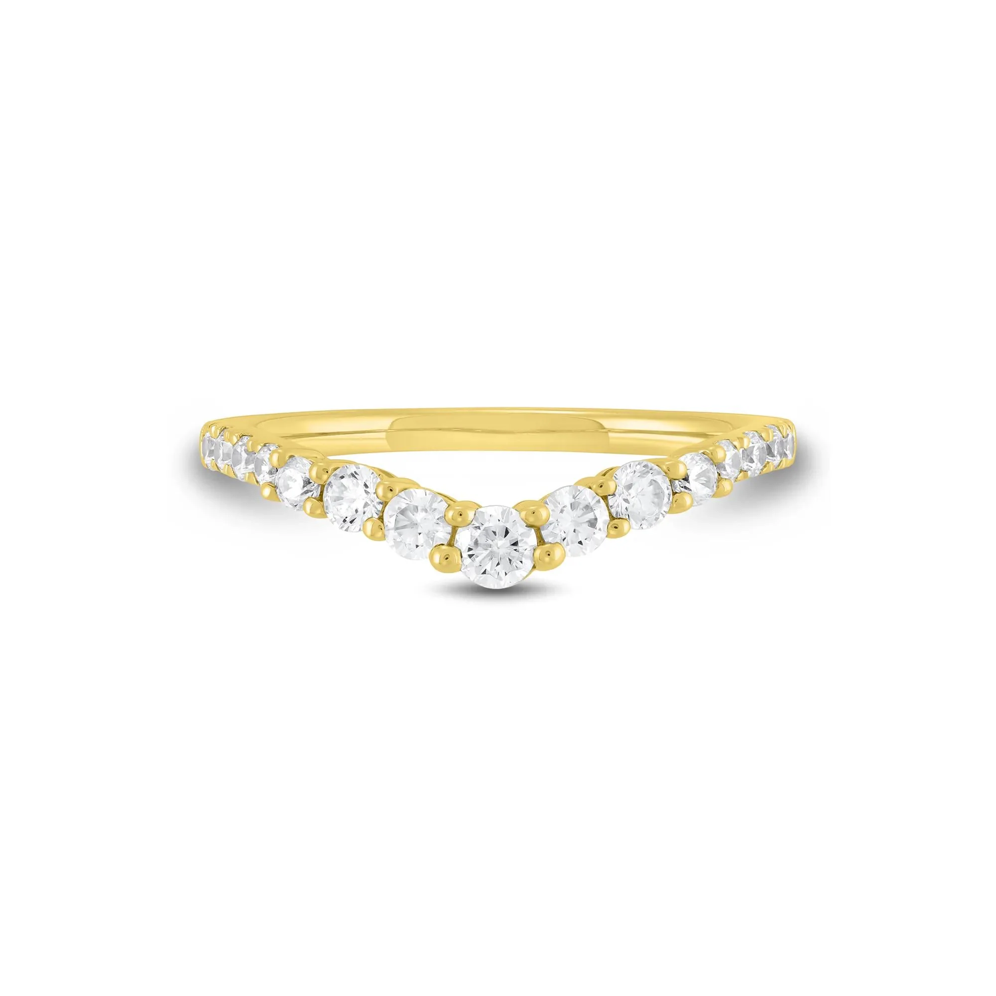 1/2 CT. Tw. Lab Grown Diamond Contour Band Ring 14K Yellow Gold Round Brilliant Cut Size 8.5 1mm