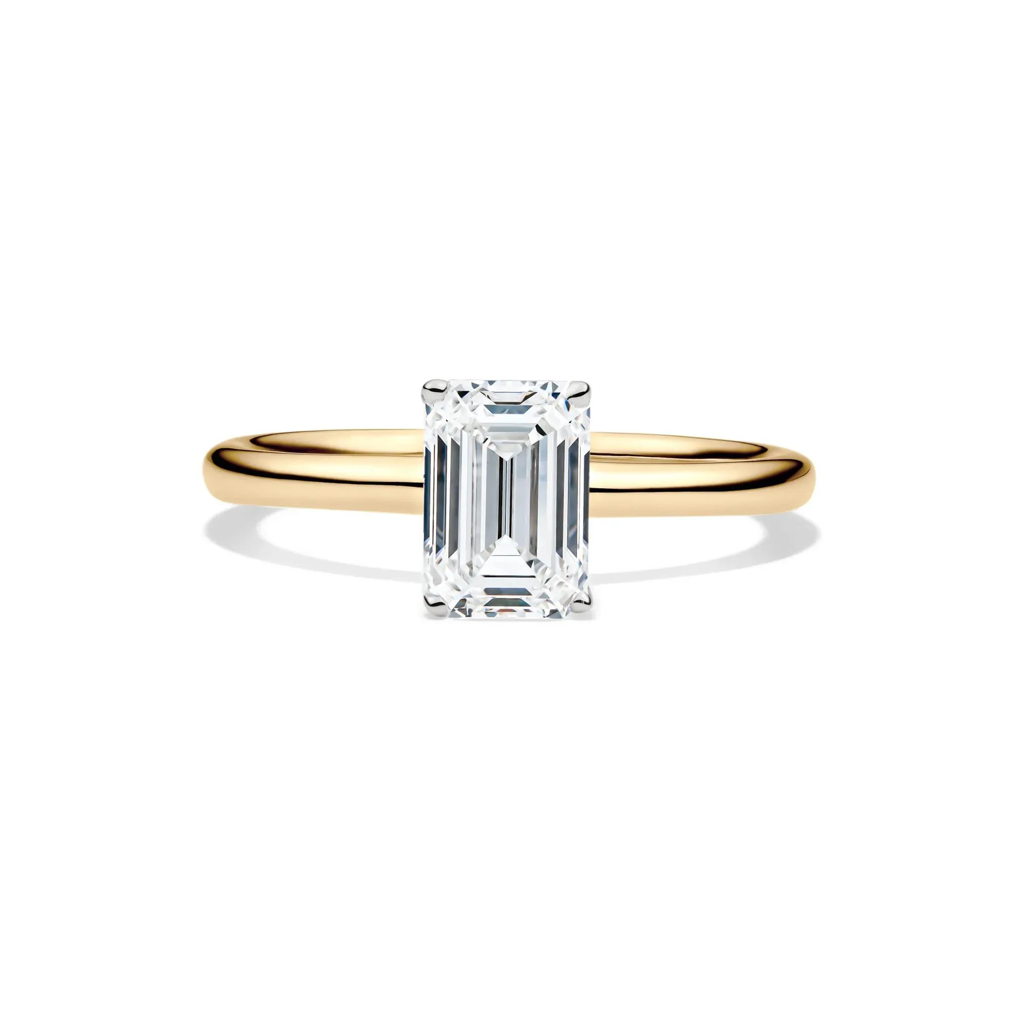 Lab Grown Diamond Emerald-Cut Solitaire Ring 14K Yellow Gold (1/2 CT.) Size 7 2mm