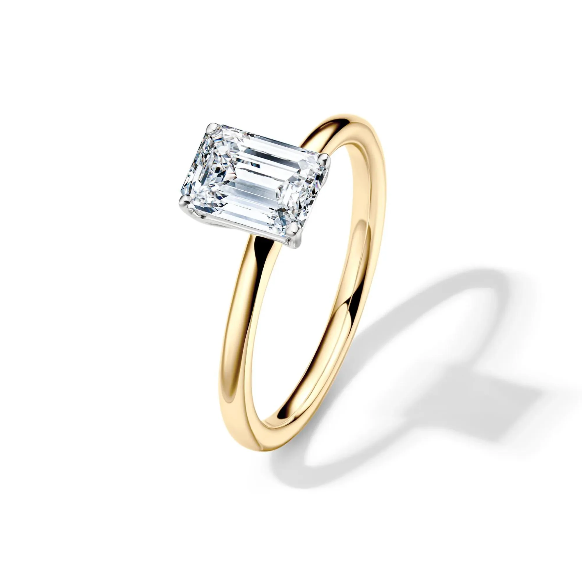 Lab Grown Diamond Emerald-Cut Solitaire Ring 14K Yellow Gold (1/2 CT.) Size 8.5 2mm - Image 4