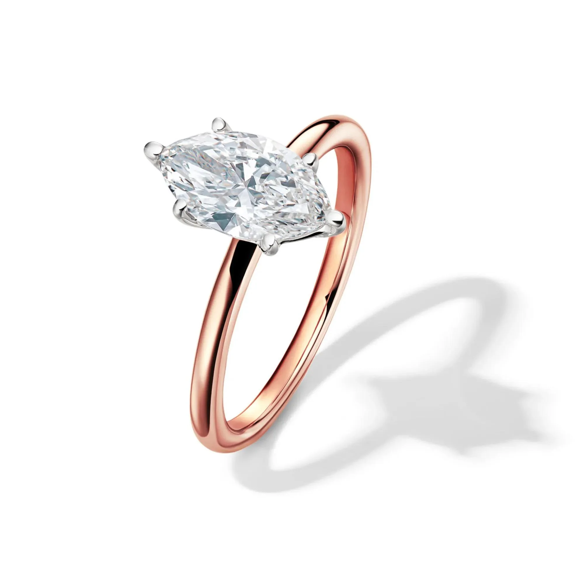 Lab Grown Diamond Solitaire Marquise Engagement Ring 14K Rose Gold (1/2 CT.) Size 5 2mm - Image 4