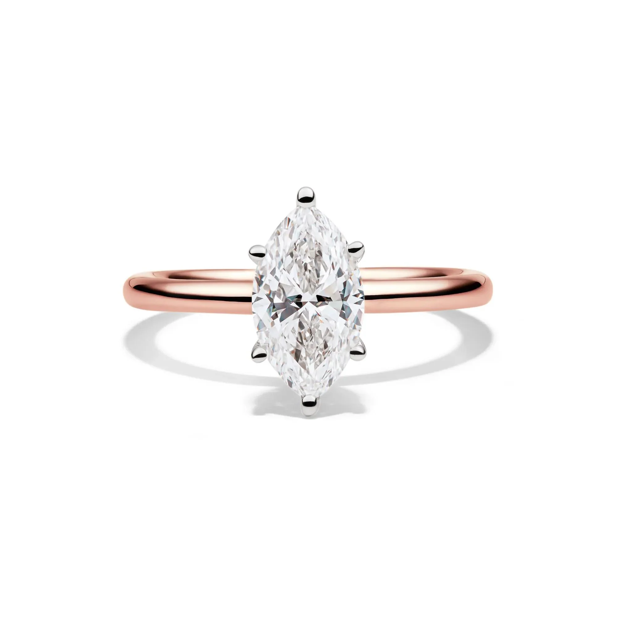 Lab Grown Diamond Solitaire Marquise Engagement Ring 14K Rose Gold (1/2 CT.) Size 7 2mm