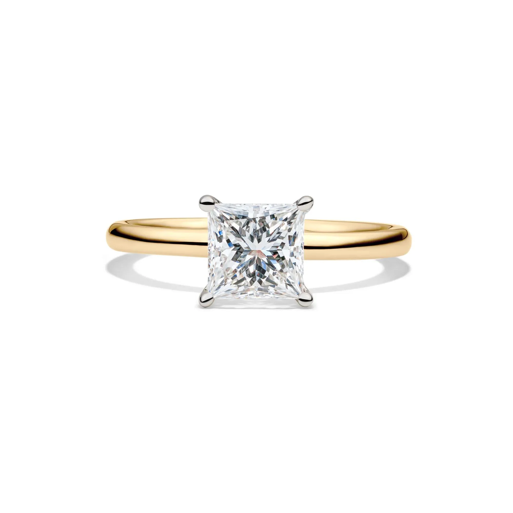 Lab Grown Diamond Princess-Cut Solitaire Engagement Ring 14K Yellow Gold (1/2 CT.) Size 5 2mm
