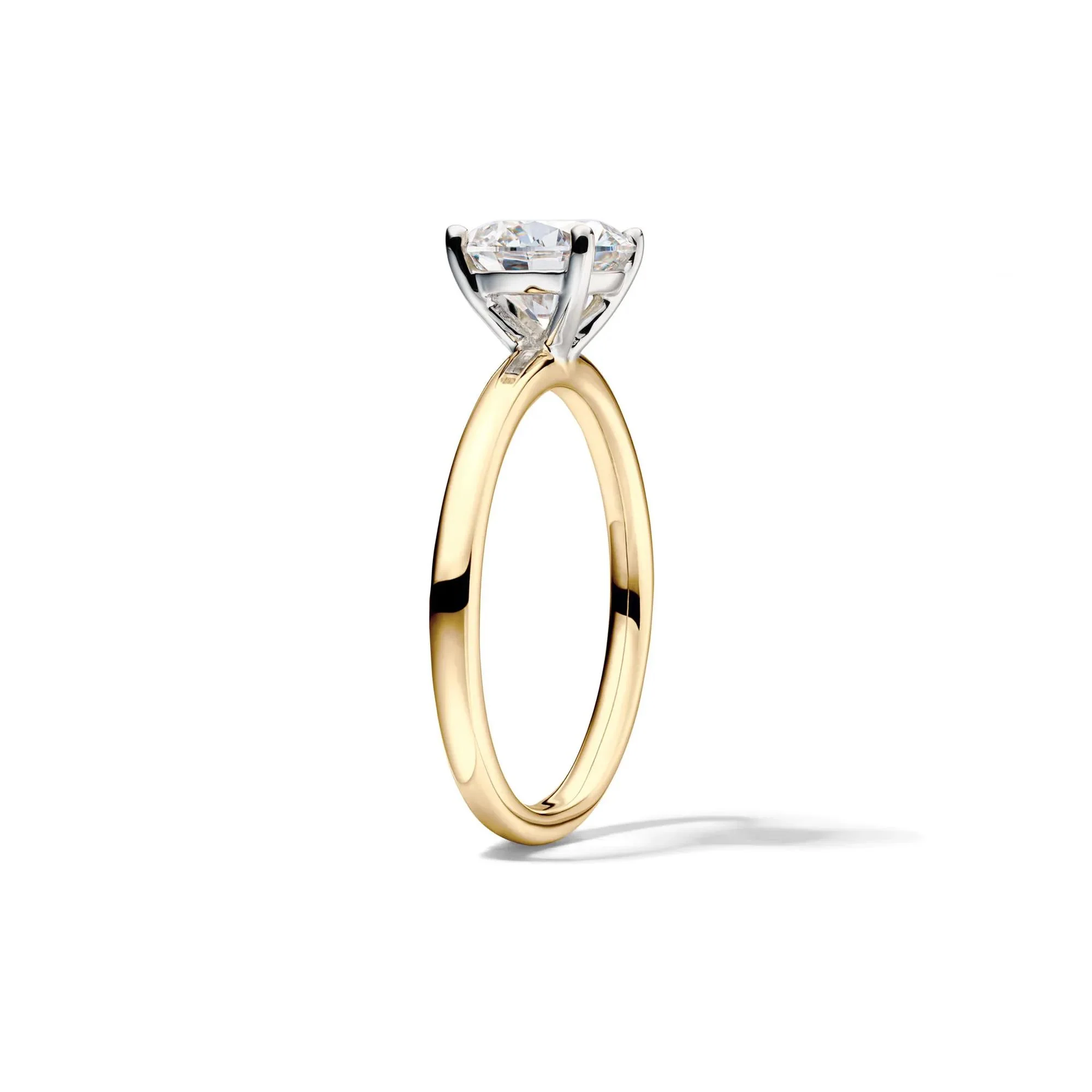 Lab Grown Diamond Solitaire Round Engagement Ring 14K Yellow Gold (1/2 CT.) Size 4 2mm - Image 3
