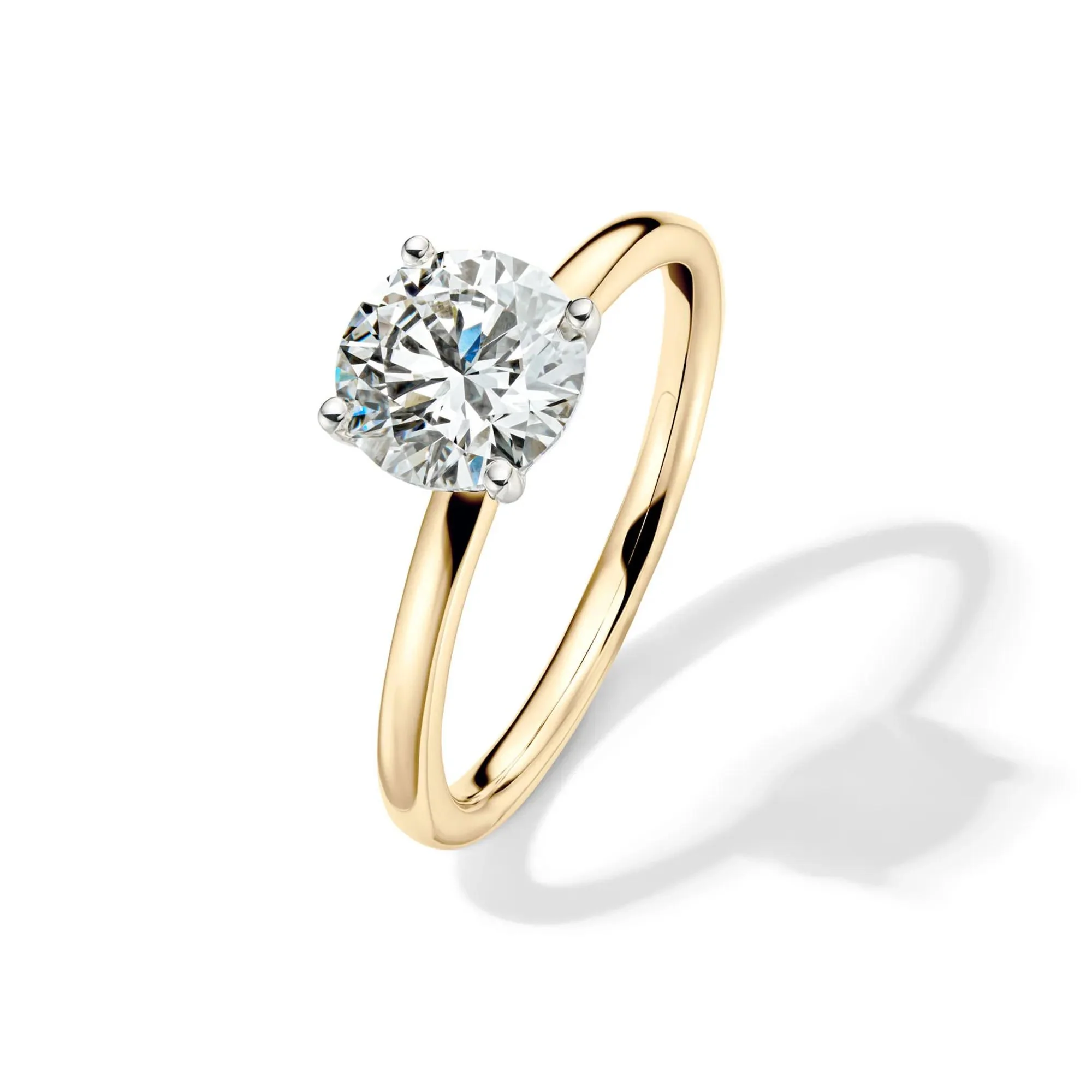 Lab Grown Diamond Solitaire Round Engagement Ring 14K Yellow Gold (1/2 CT.) Size 7.5 2mm - Image 4