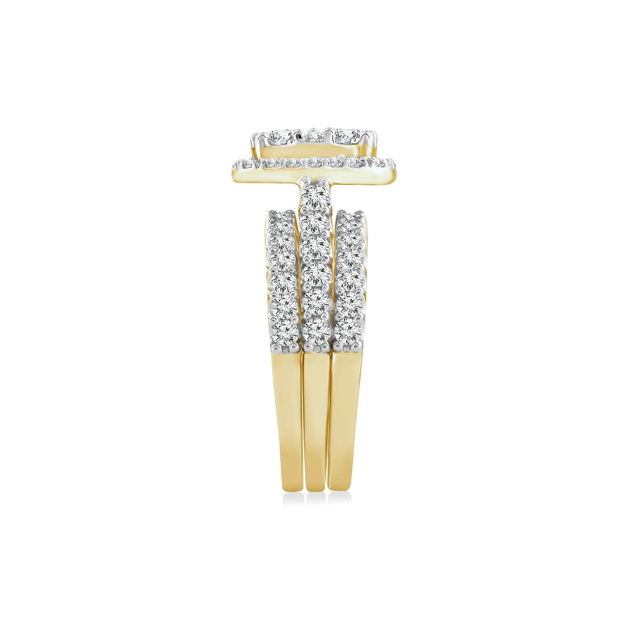 3 CT. Tw. Lab Grown Multi-Diamond Engagement Ring Set 10K Yellow Gold Round Brilliant Cut Size 6 2mm - Image 3