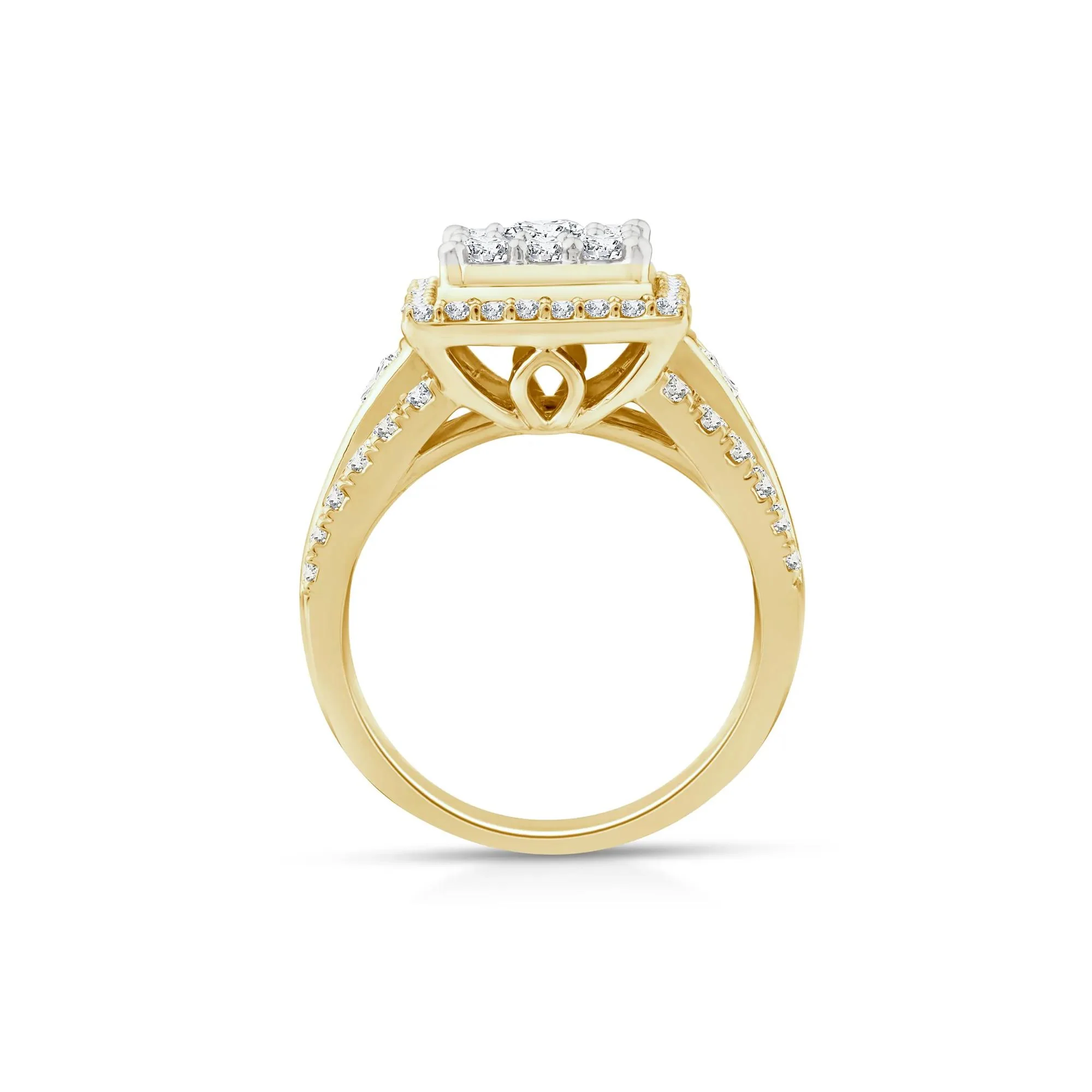 2 CT. Tw. Diamond Composite Engagement Ring 10K Yellow Gold Round Brilliant Cut Size 8 2mm - Image 2