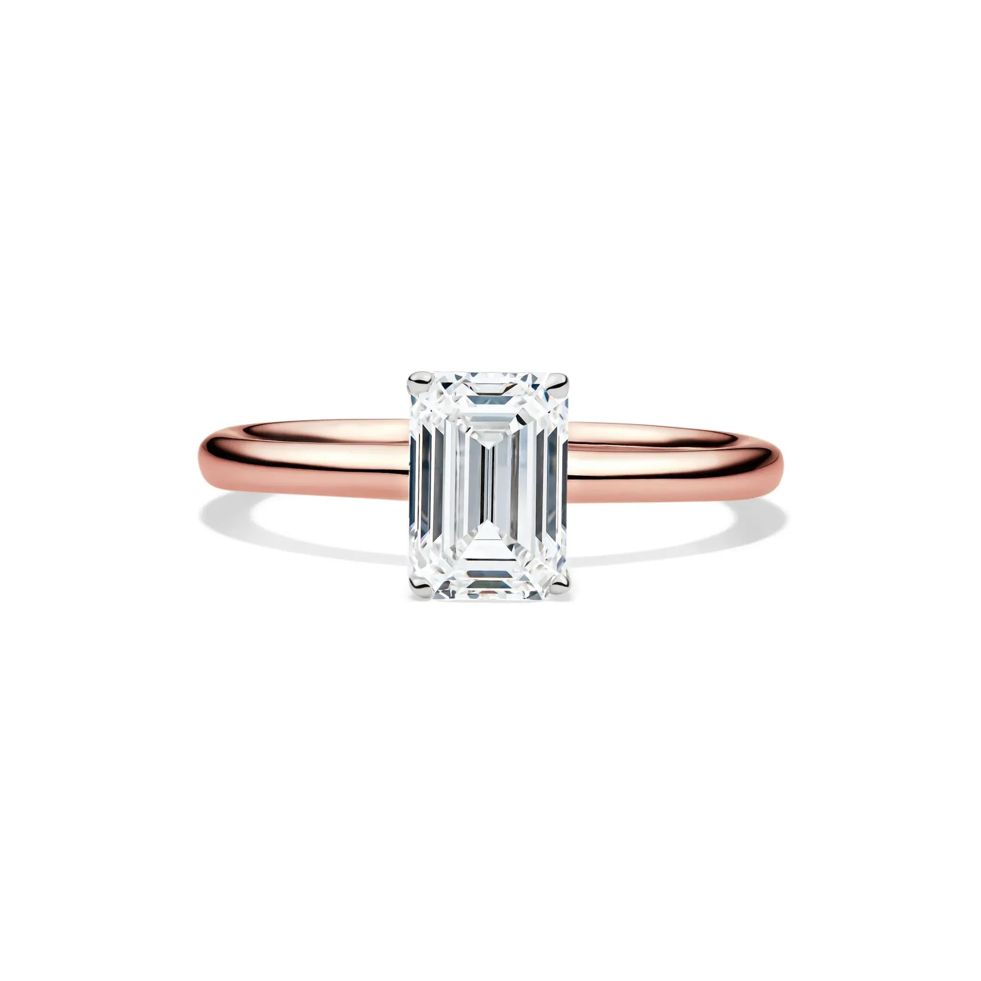 Lab Grown Diamond Emerald-Cut Solitaire Ring 14K Rose Gold (1/2 CT.) Size 7 2mm