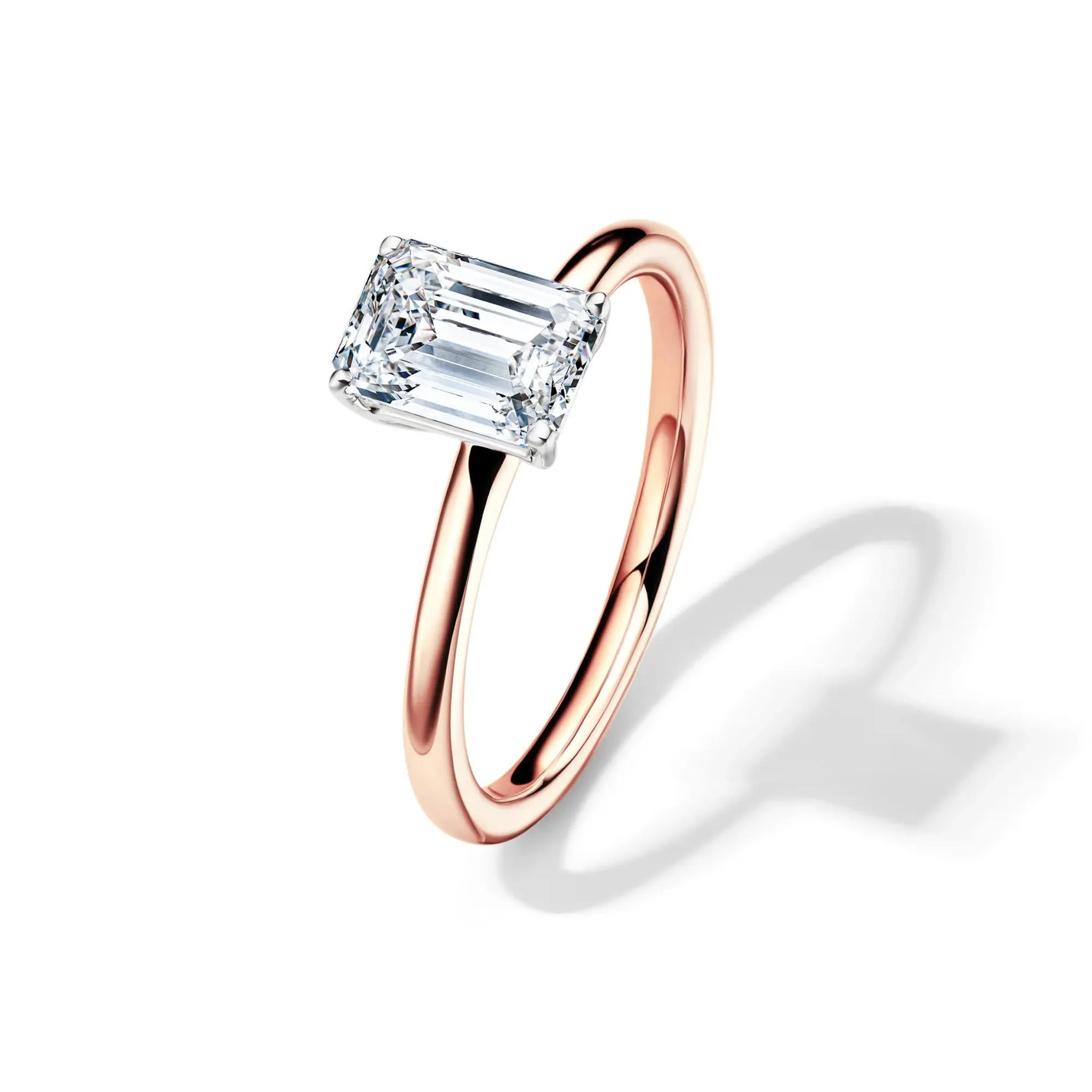 Lab Grown Diamond Emerald-Cut Solitaire Ring 14K Rose Gold (1/2 CT.) Size 8 2mm - Image 4