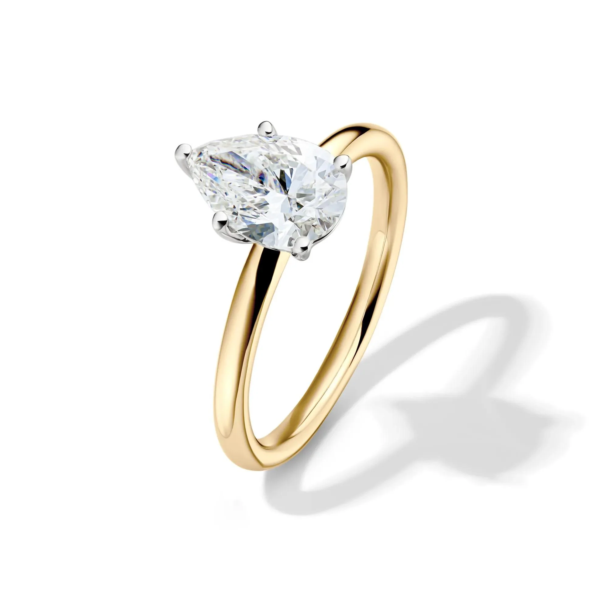 Lab Grown Diamond Pear-Shaped Solitaire Engagement Ring 14K Yellow Gold (1/2 CT.) Size 8 2mm - Image 4